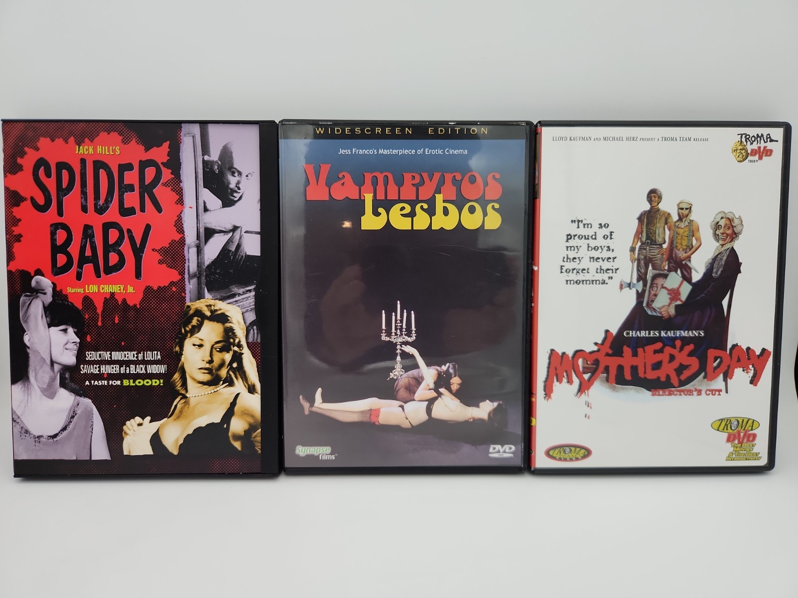 Lot of 3 DVDs: Spider Baby,Vampyros Lesbos,Mother\'s Day