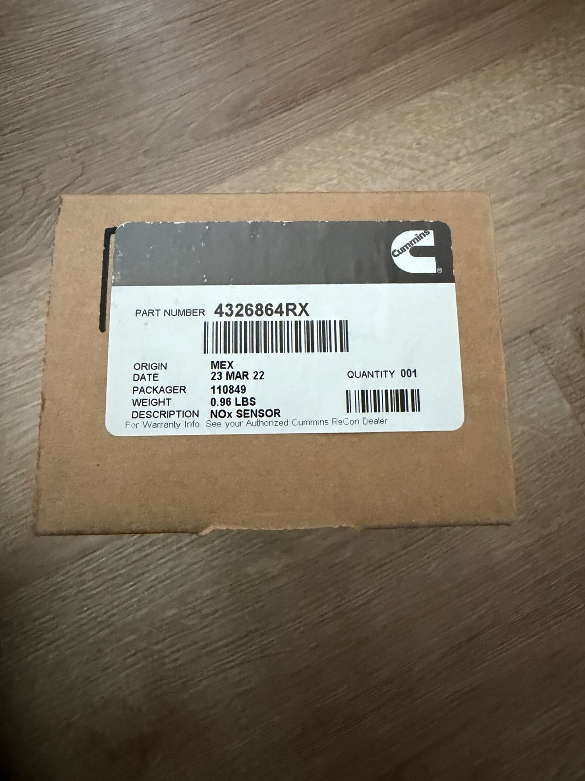 4326864RX GENUINE CUMMINS NITROGEN OXIDE NOX SENSOR 4326864RX GENUINE CUMMINS NITROGEN OXIDE NOX SENSOR