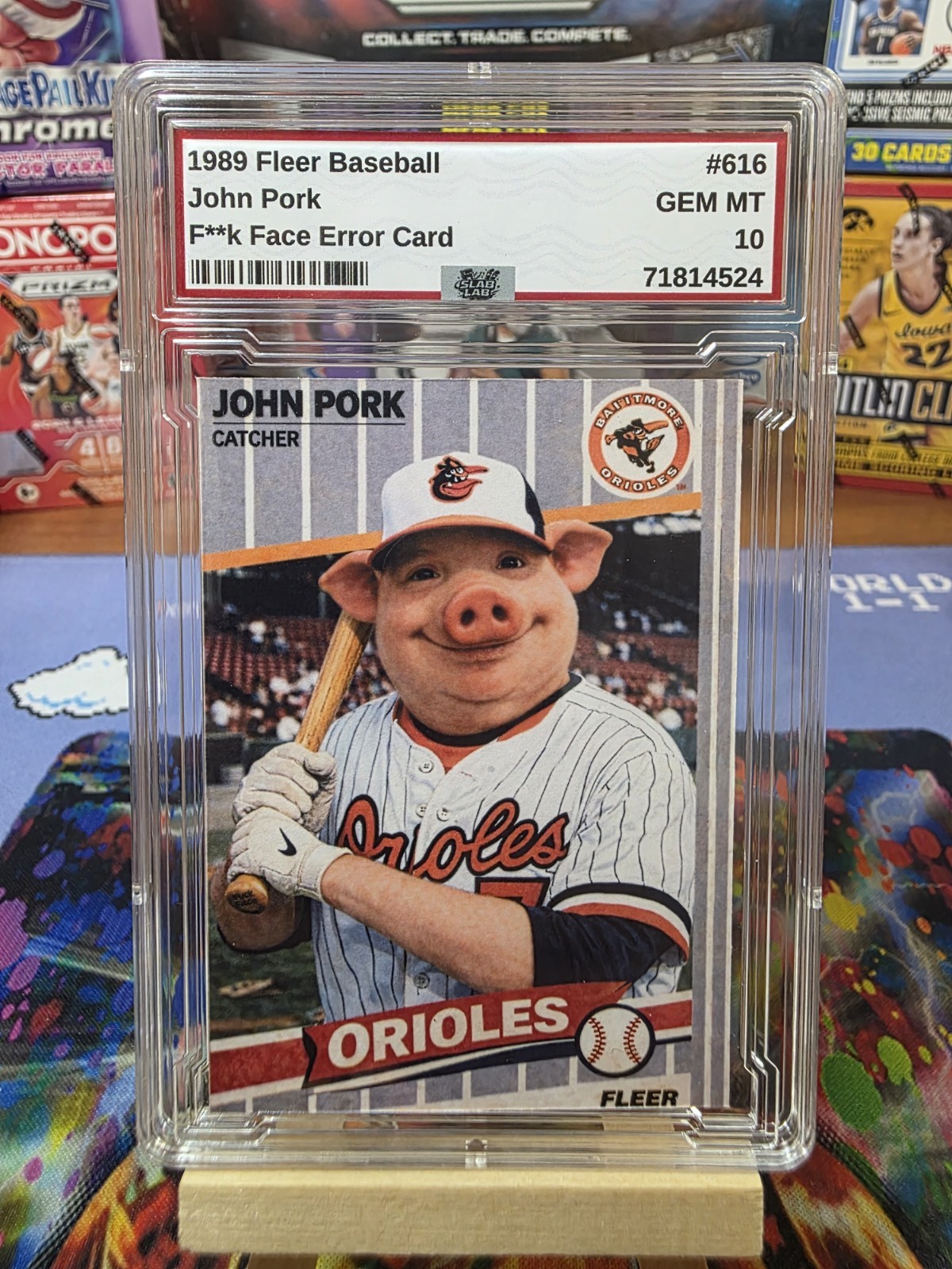 Baseball #616 John Pork F**k Face Error Card Custom Card Novelty Slab