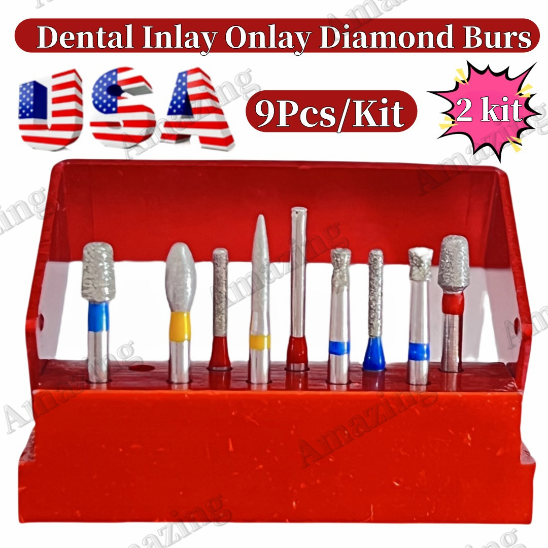 2 Kits Dental Inlay Diamond Burs Onlay Overlay Bur Set E-MAX Milling CAM CAM 3D