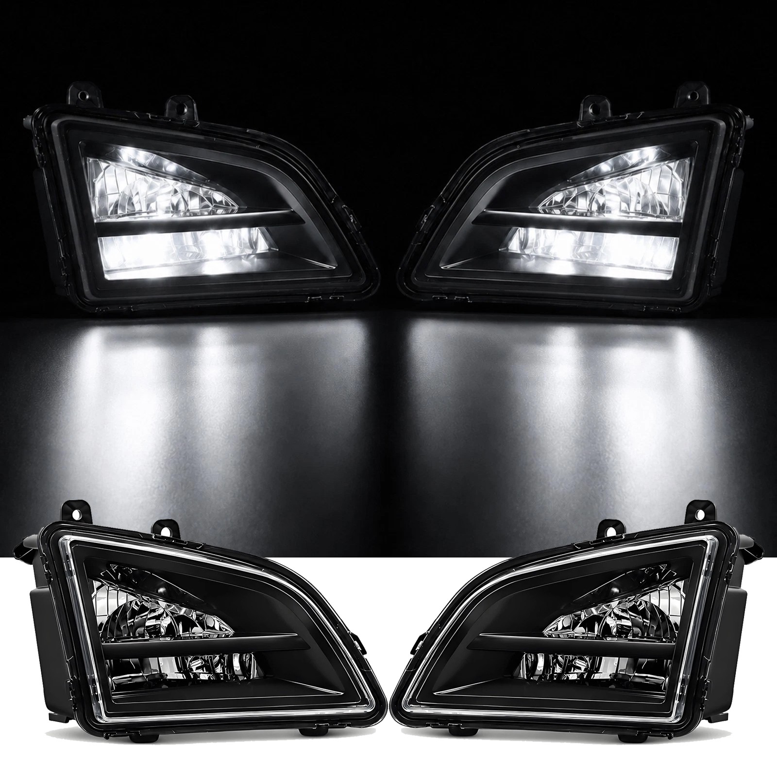 2PCS LED Fog Lights w/ Black Housing For Volvo VNL Trucks 2018-2024 Front Bumper 2PCS LED Fog Lights w/ Black Housing For Volvo VNL Trucks 2018-2024 Front Bumper