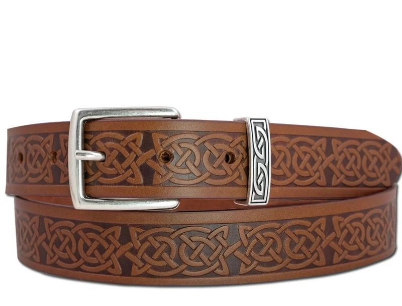 Lee River Owen Irish Celtic Brown Men\'s Leather Belt, Size Large, 36-38, NWT