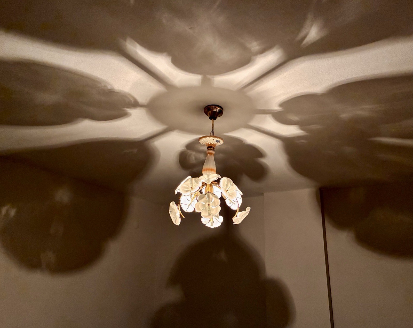 Murano Vintage Chandelier  Daisies  Floral Glass Romantic 1980s