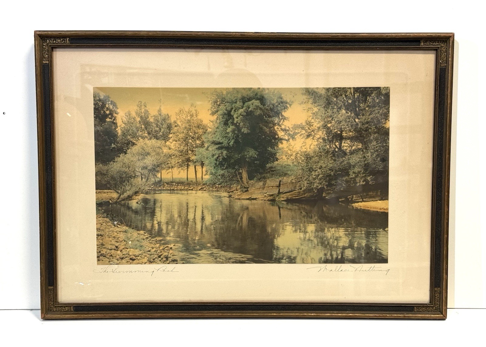 Vintage Wallace Nutting The Swimming Pool Signed Print Framed