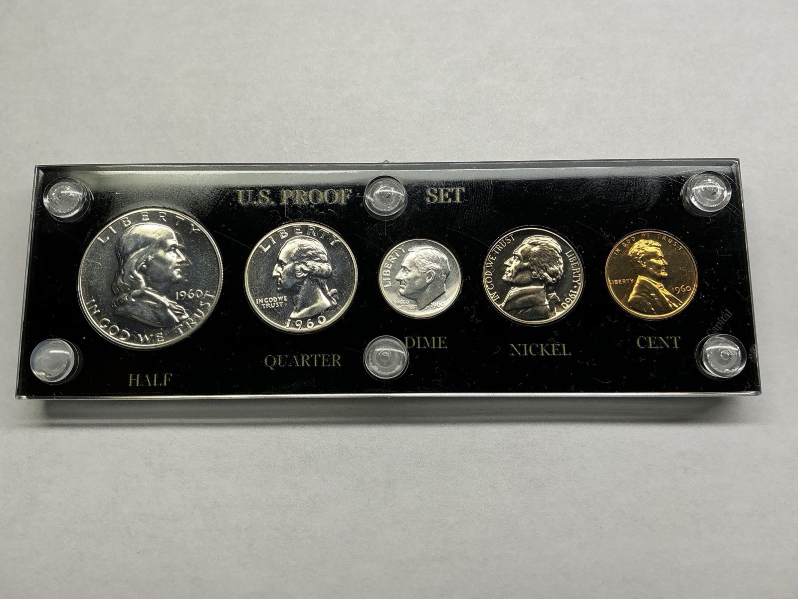 1960 US Mint Silver Proof Set with Vintage Black Capital Holder 071526 49de