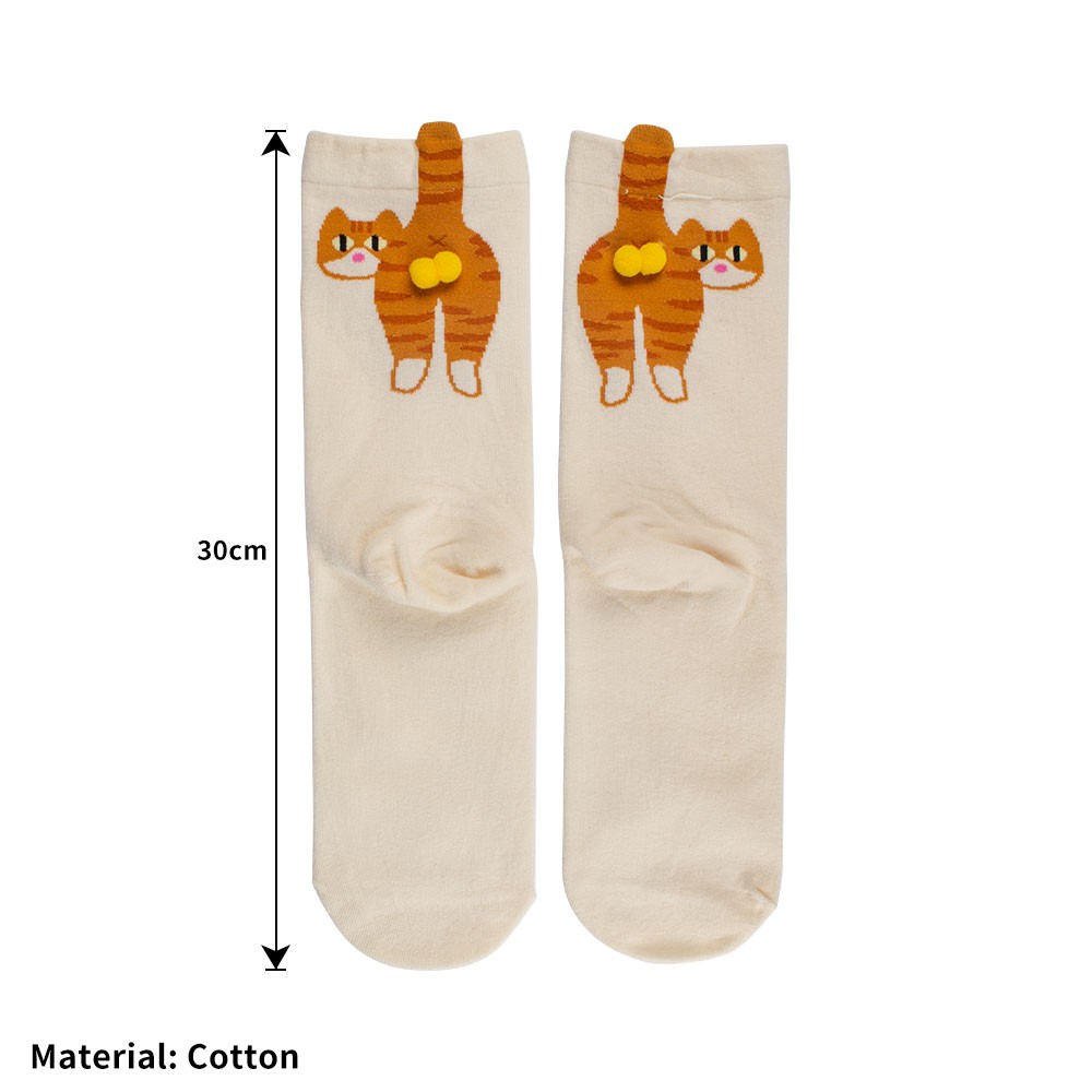 1 Pair Women\'s Cute Cat Socks, Funny Novelty Animal Cat with Balls Socks Gift OY