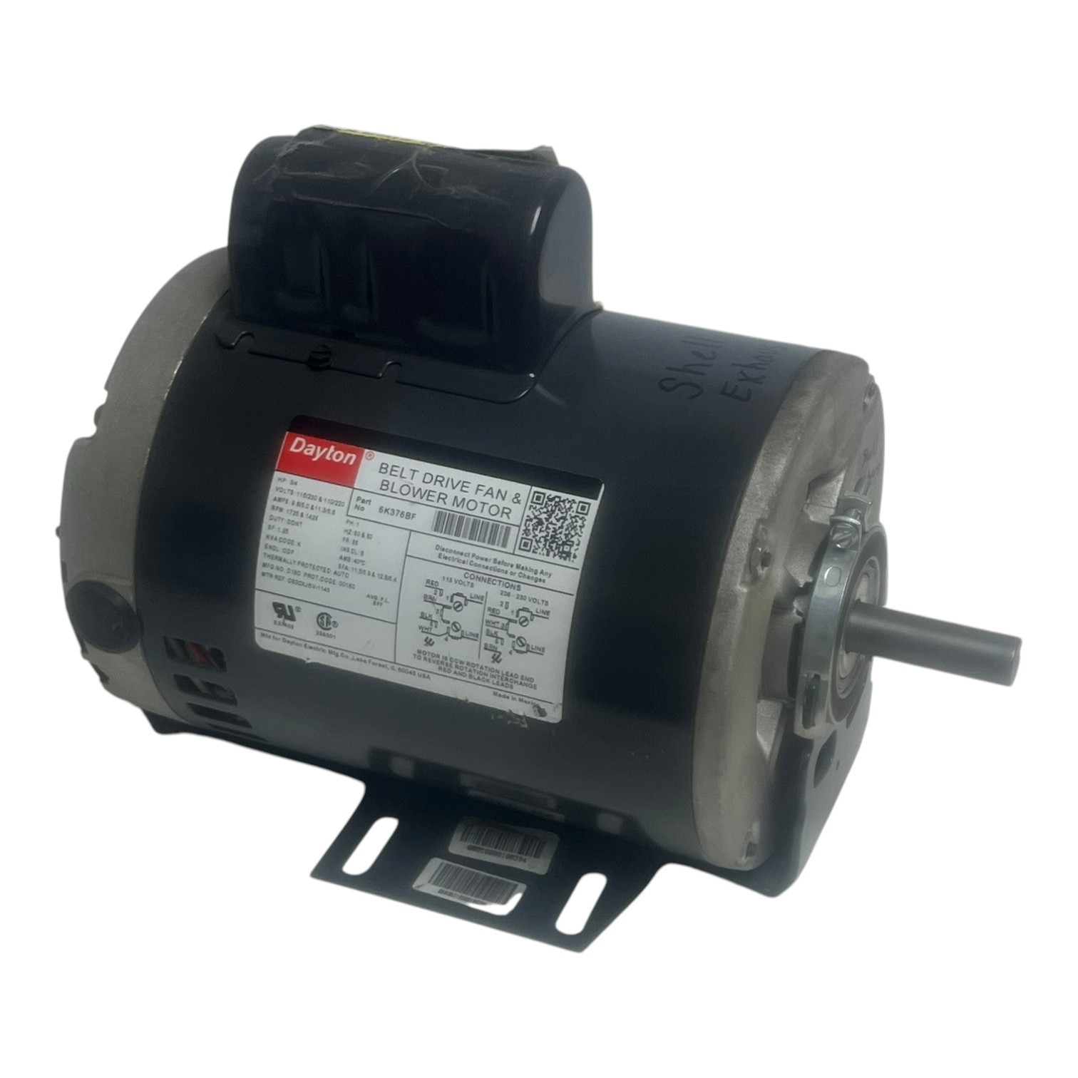 Dayton 6K376BF Belt Drive Fan and Blower Motor 3/4 HP 1 Phase 1725RPM Frame 56 Dayton 6K376BF Belt Drive Fan and Blower Motor 3/4 HP 1 Phase 1725RPM Frame 56
