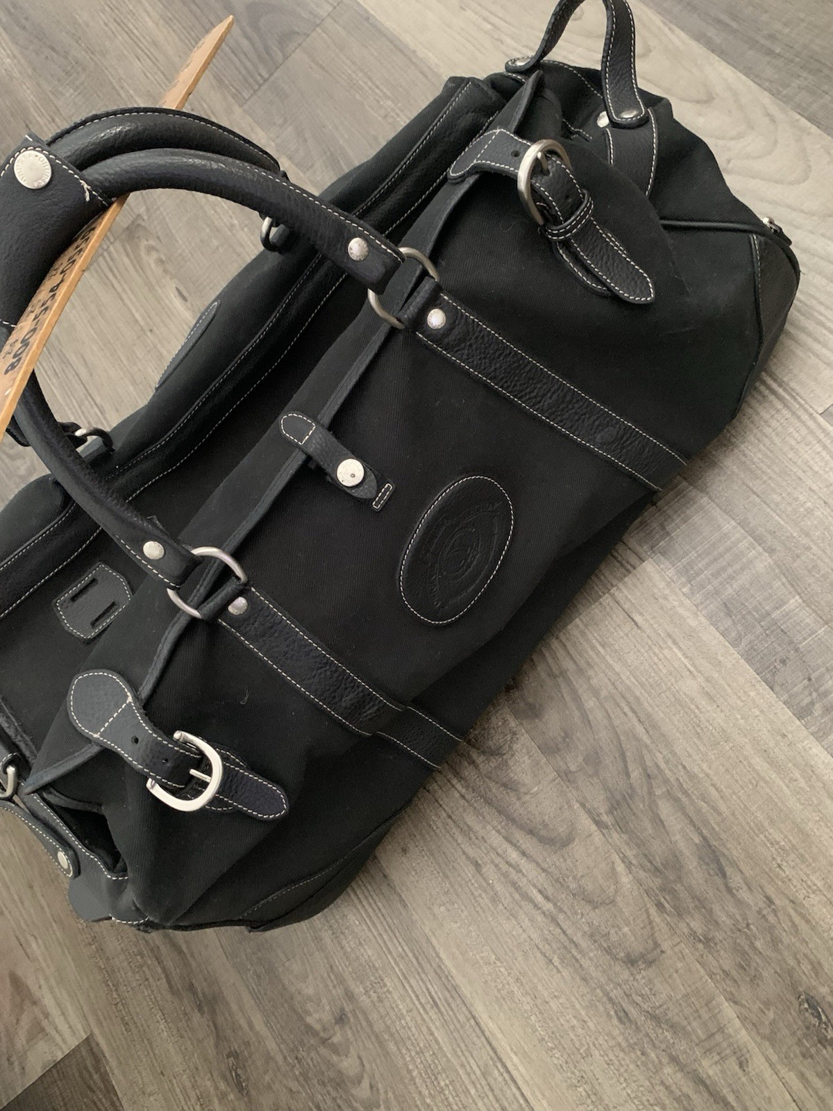 Vtg. GHURKA Kilburn RS Black Twill Rolling Duffel Bag Travel Luggage 2 Wheels