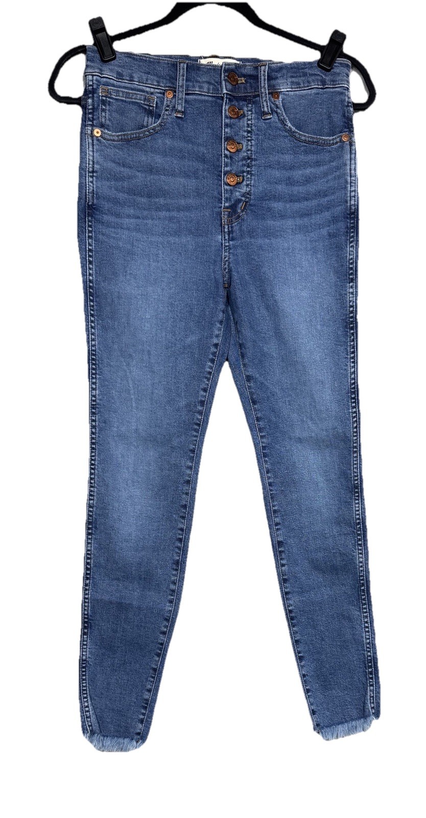 Madewell Women’s 10” High Rise Skinny Jeans Sz 27 Magic Pockets Denim Frayed NWT