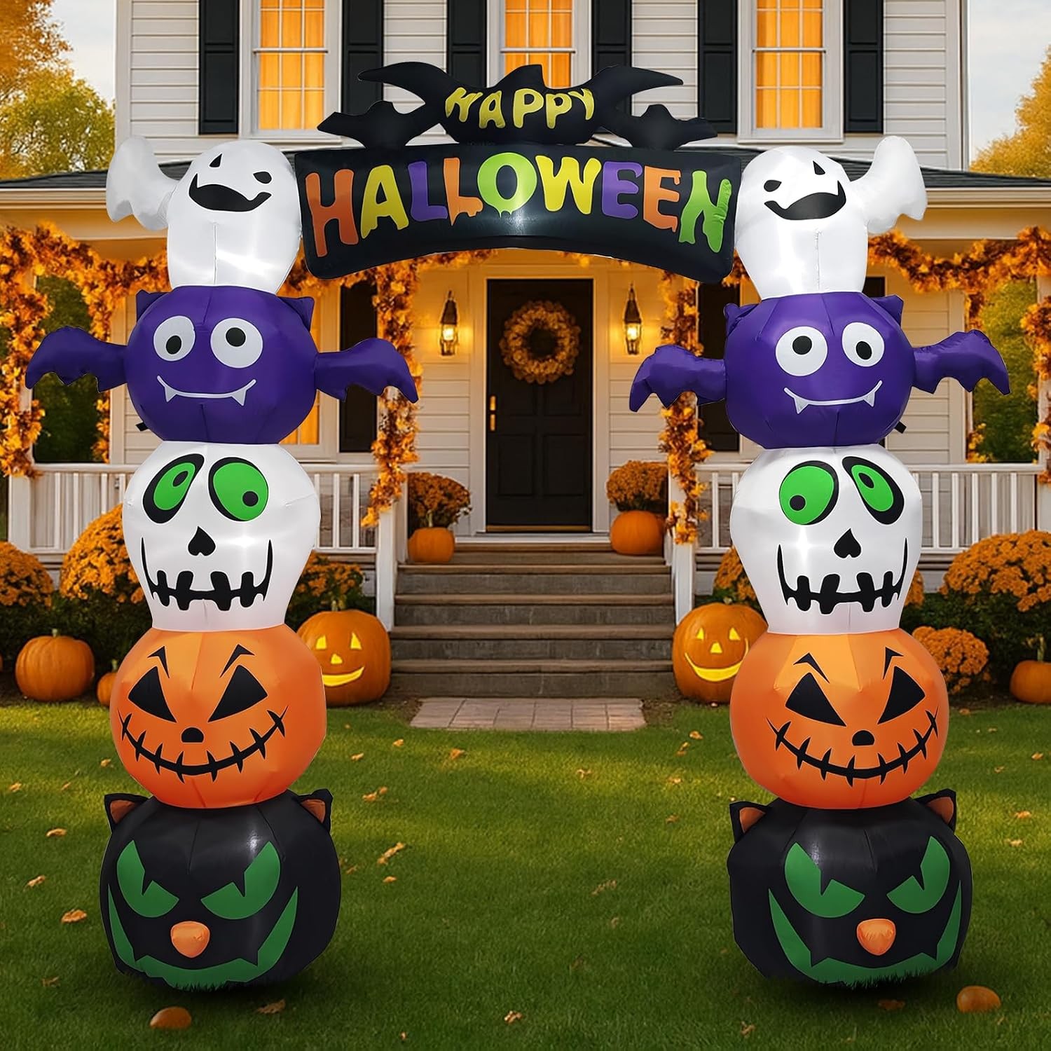 8.2FT Halloween Inflatable Pumpkin Archway with 7 LED,Yard Decoration