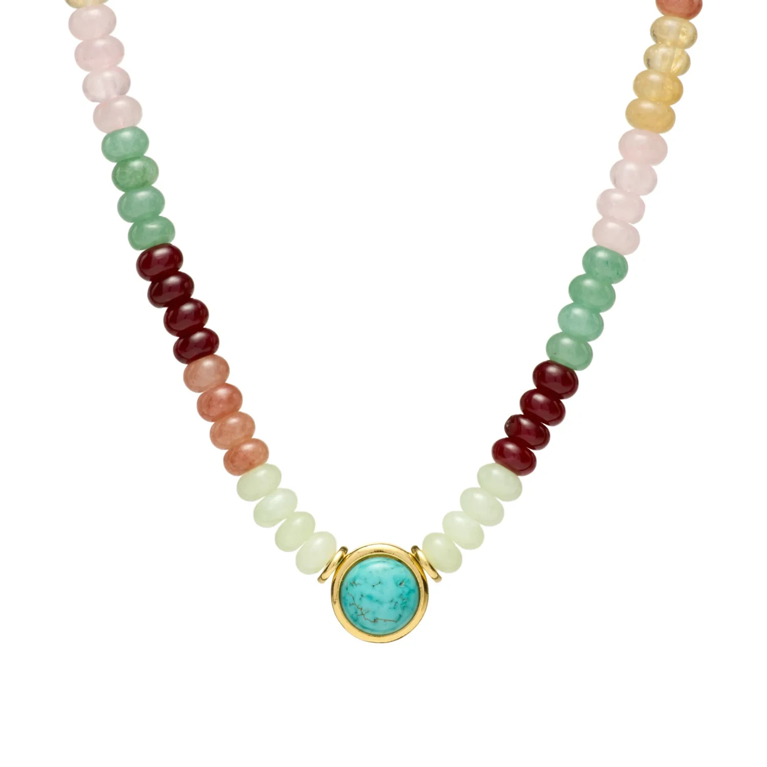 MAYAMAR Beaded Necklace with real Turquoise, Jade, Topaz, Aventurine - NEW MAYAMAR Beaded Necklace with real Turquoise, Jade, Topaz, Aventurine - NEW