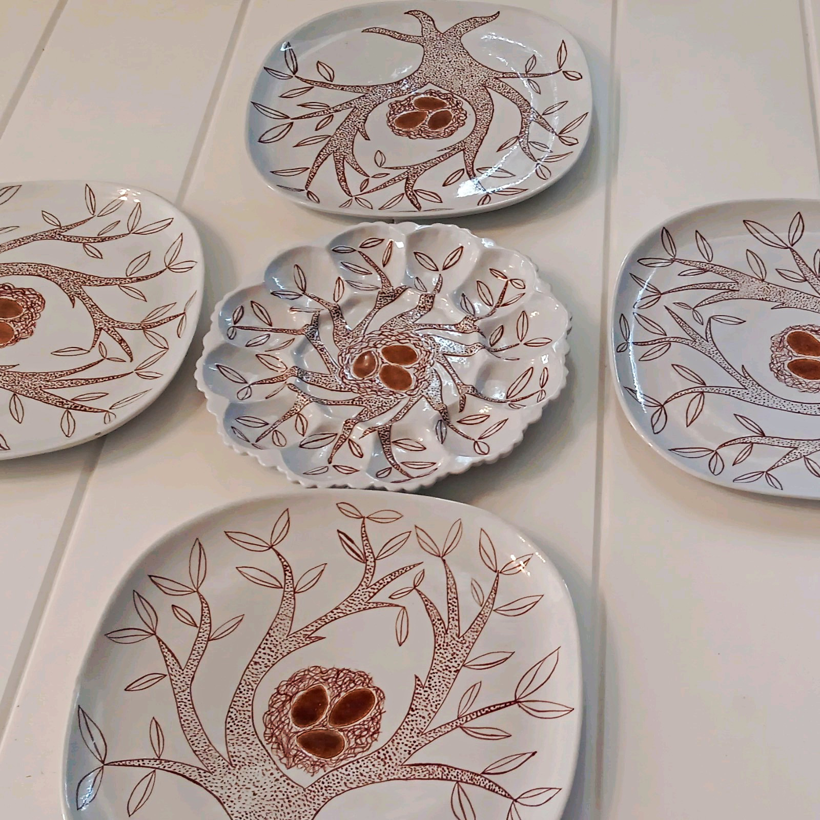 Stunning 5-Piece Antique Joseph Holdcroft British Majolica Set — Signed \