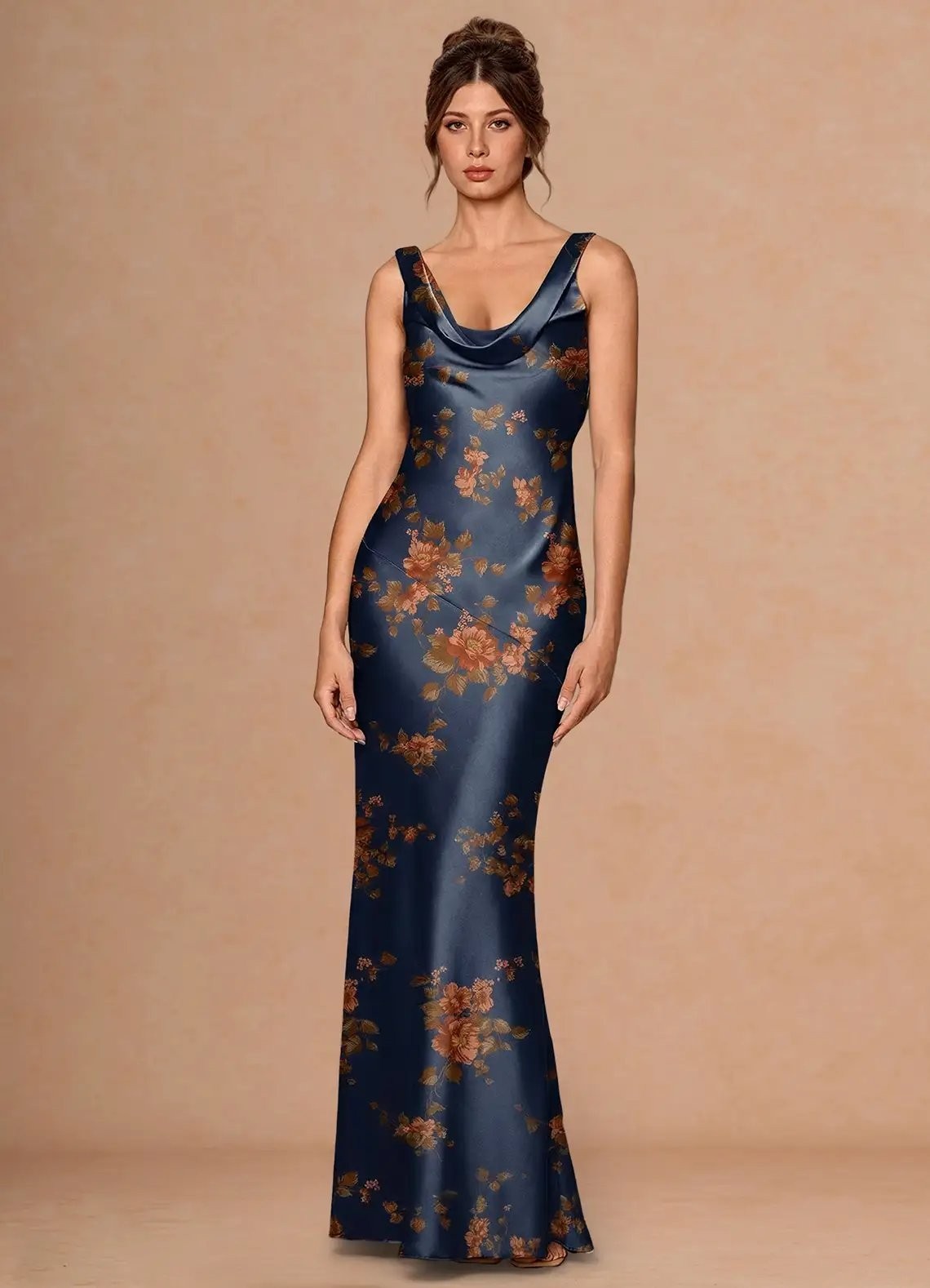 Azazie Florivel Navy Vintage Maxi Dress