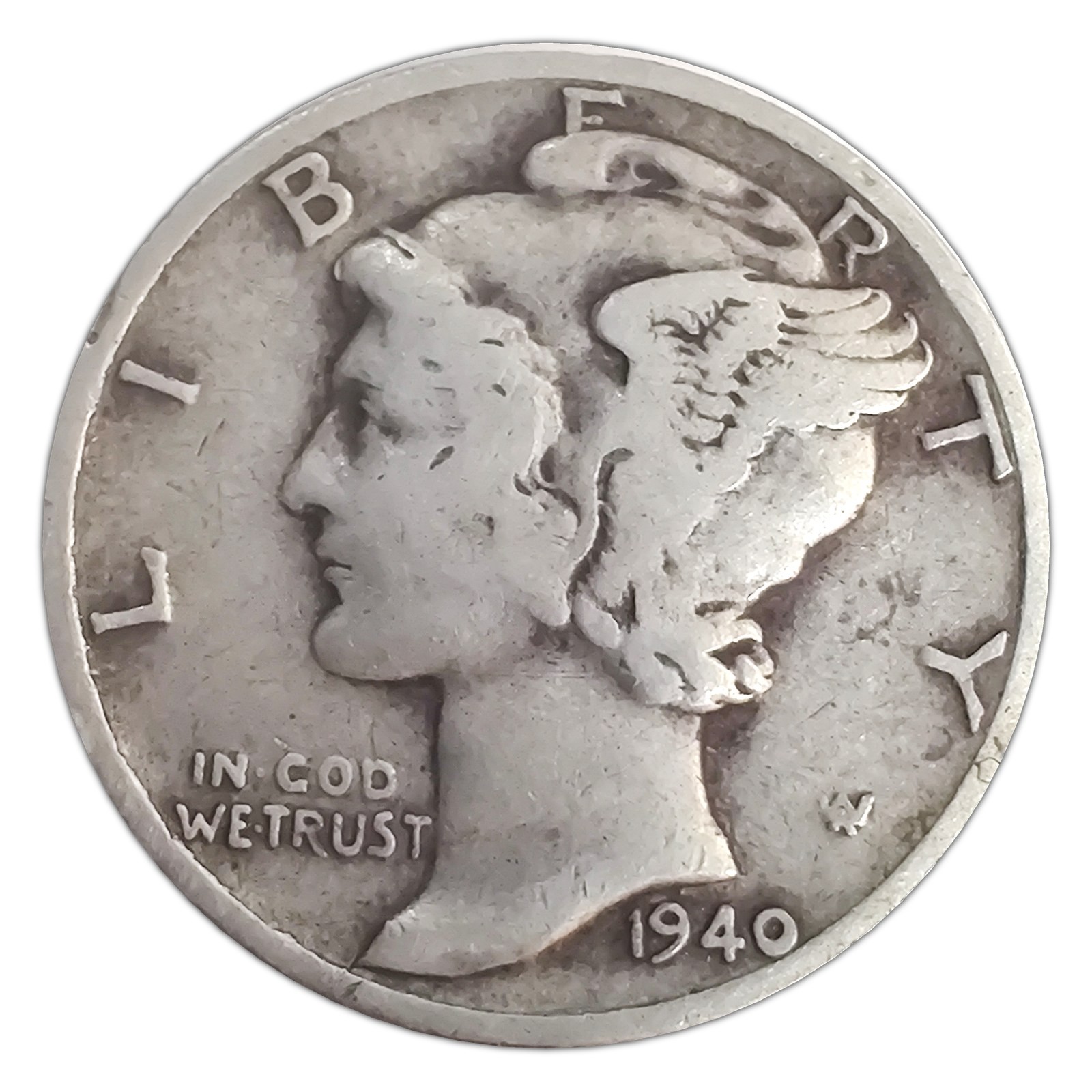 1940-D Mercury Dime VG Very Good 90% Silver