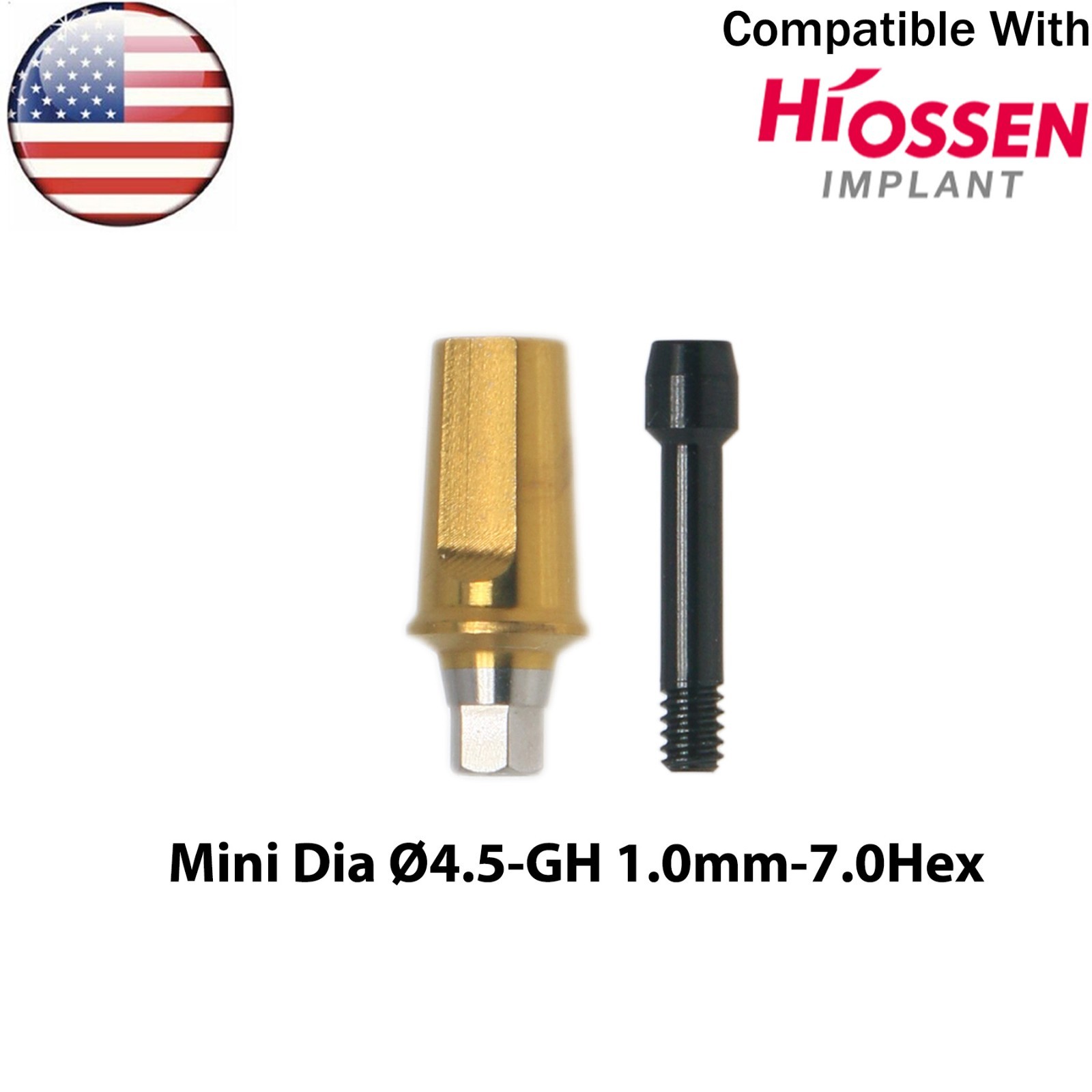 US Titanium Straight Transfer Abutment Hex Compatible Hiossen Oss Mini/Regular