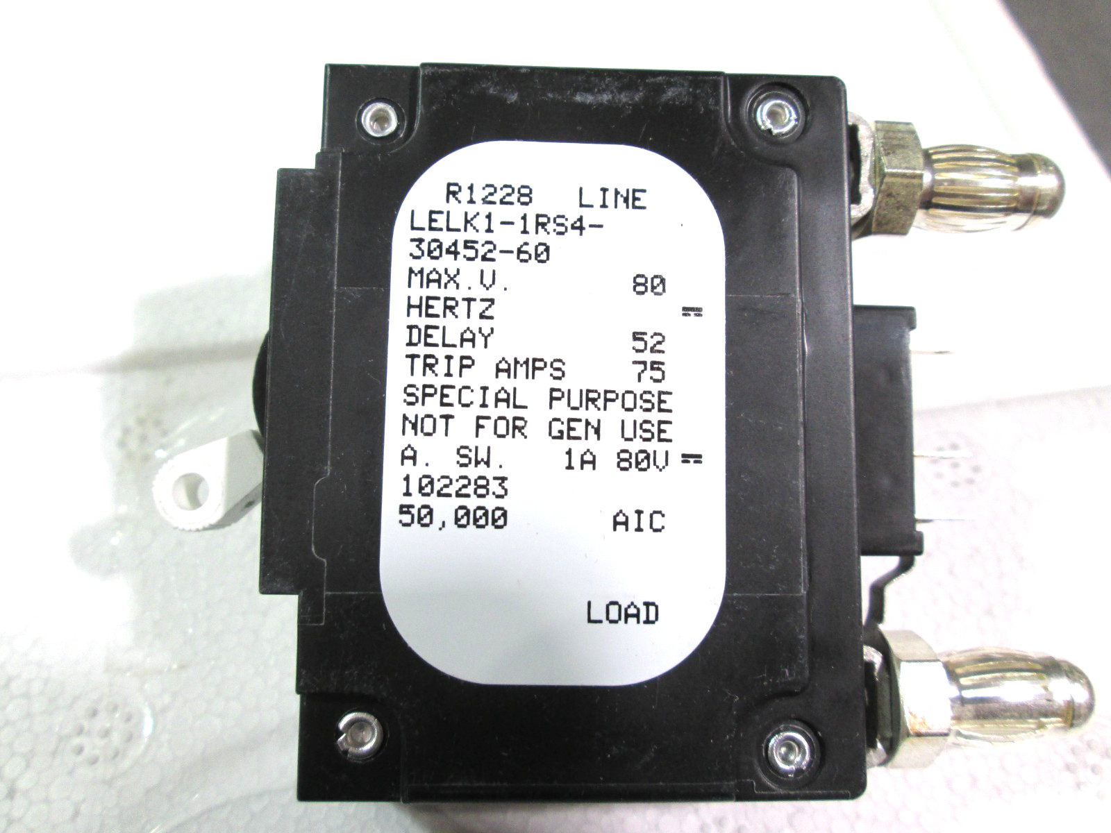 AIRPAX LELK1-1RS4-30452-60, 60AMP CIRCUIT BREAKER BULLET STYLE, WHITE Handle NEW