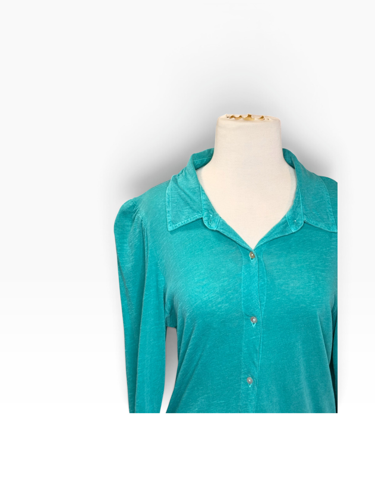 SUNDRY Women\'s Emerald Green Dark Teal Long Sleeve Pima Cotton Top Size M SUNDRY Women\'s Emerald Green Dark Teal Long Sleeve Pima Cotton Top Size M