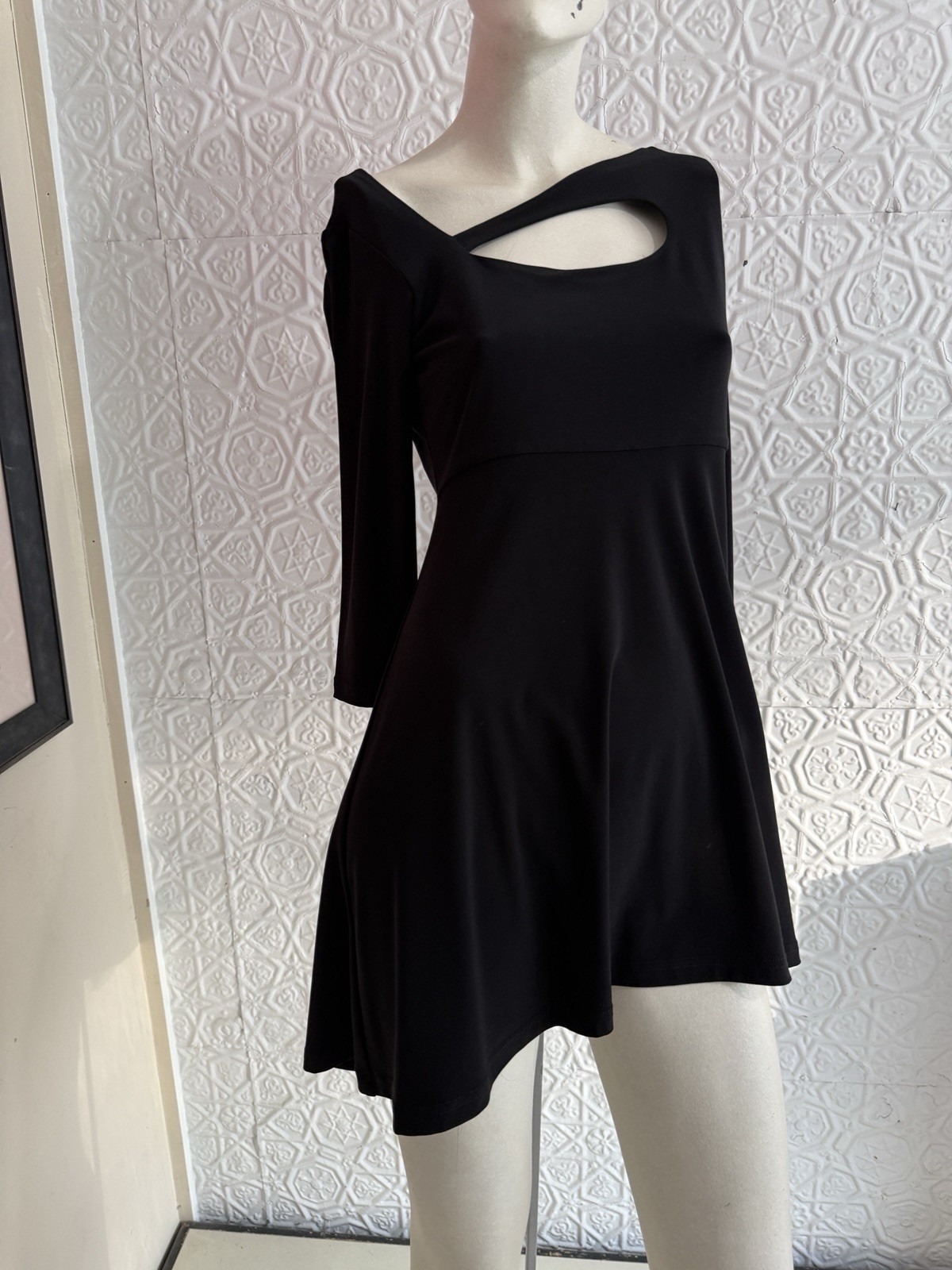 Vintage black knit mini dress whimsigoth dark Y2K 2000s NWT babydoll skater