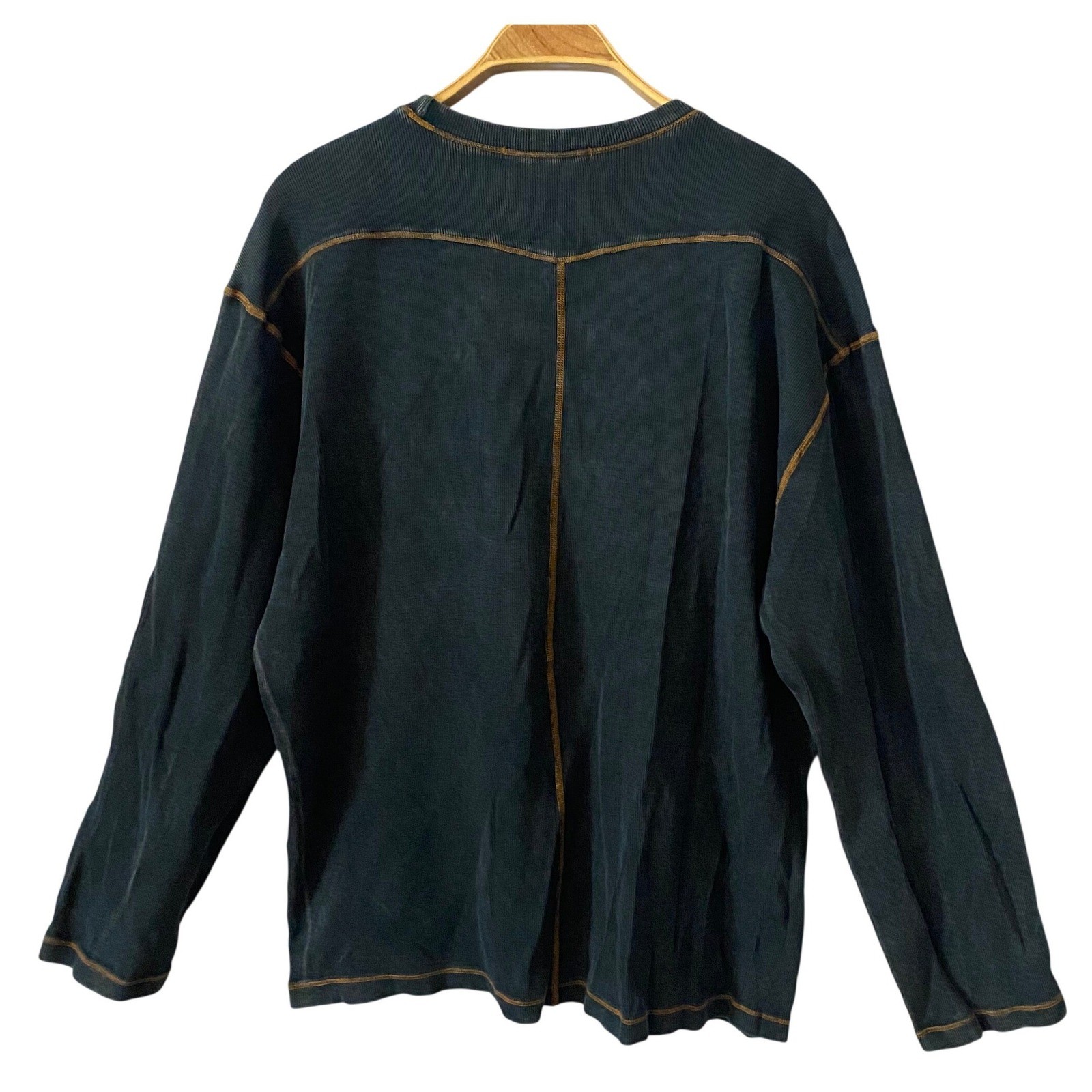 Jake Agave Desperado Mens XL Long Sleeve Ribbed Supima Cotton Shirt Blue