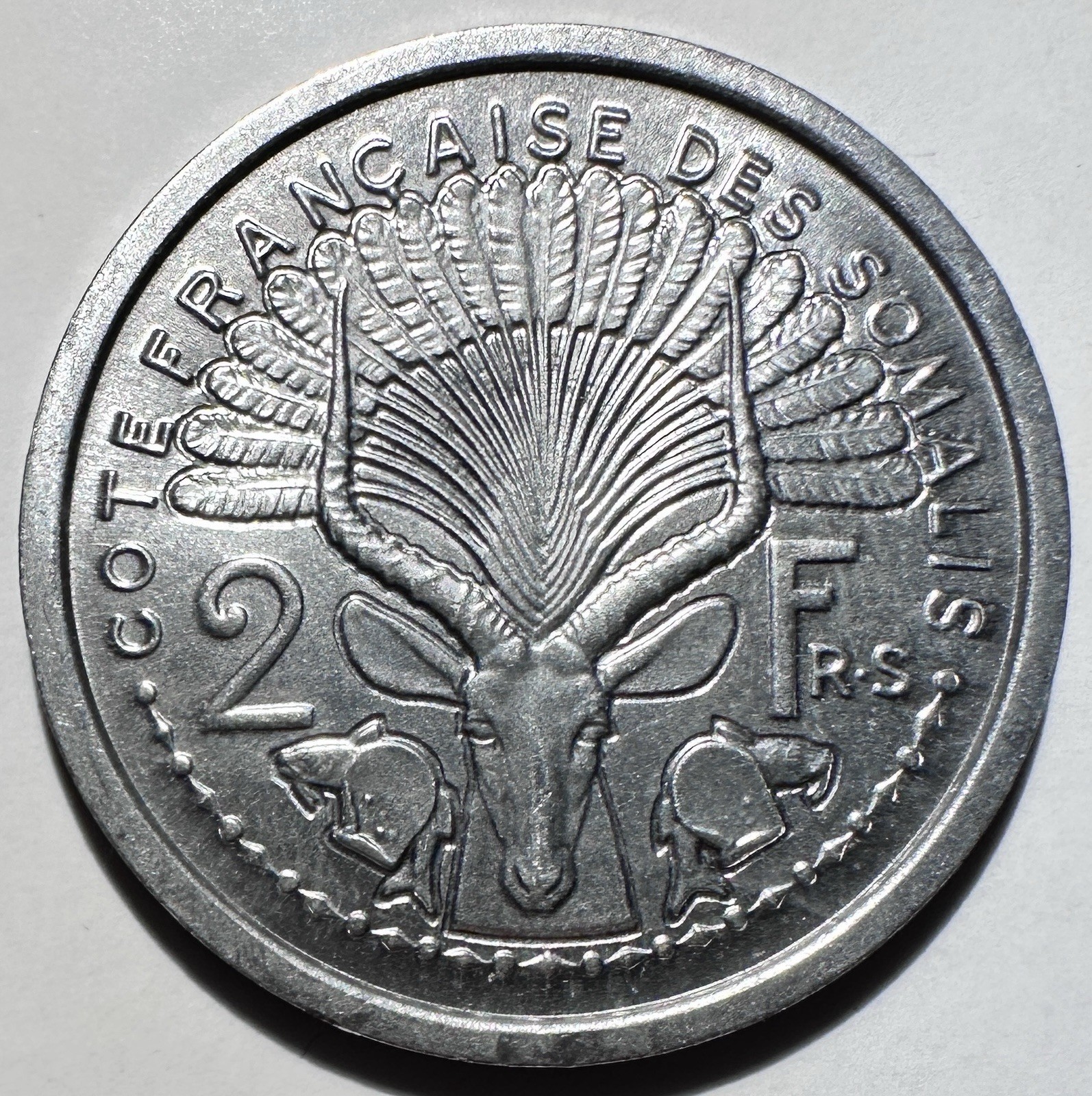 1959 French Somaliland 2 Francs, UNC/BU