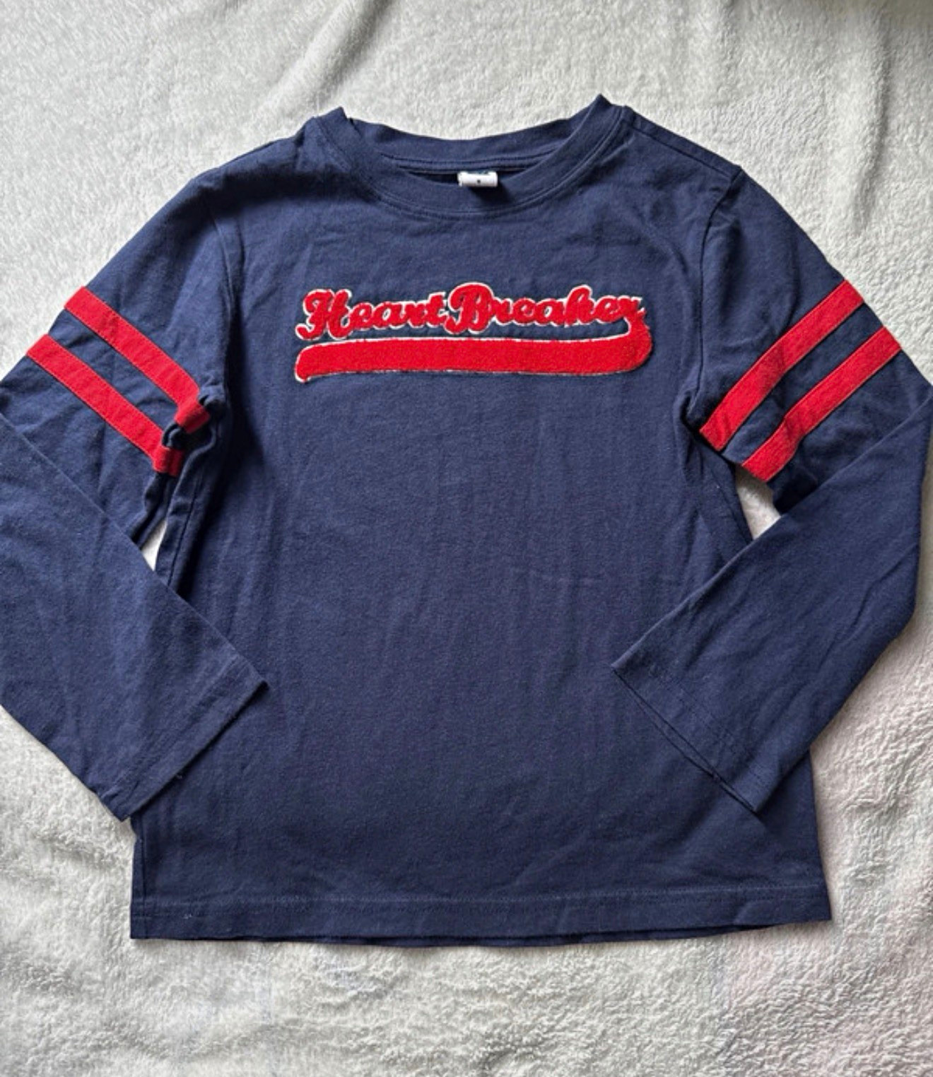 Janie and Jack Boys Size 5 Blue/Red Graphic Logo Long Sleeve Crew Neck Tee