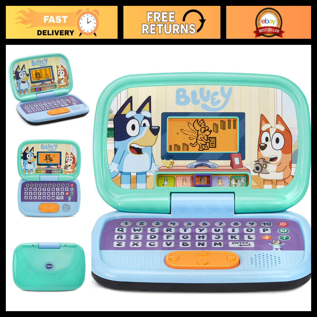 Interactive Bluey Game Time Learning Laptop for Kids - Educational Fun Toy Interactive Bluey Game Time Learning Laptop for Kids - Educational Fun Toy