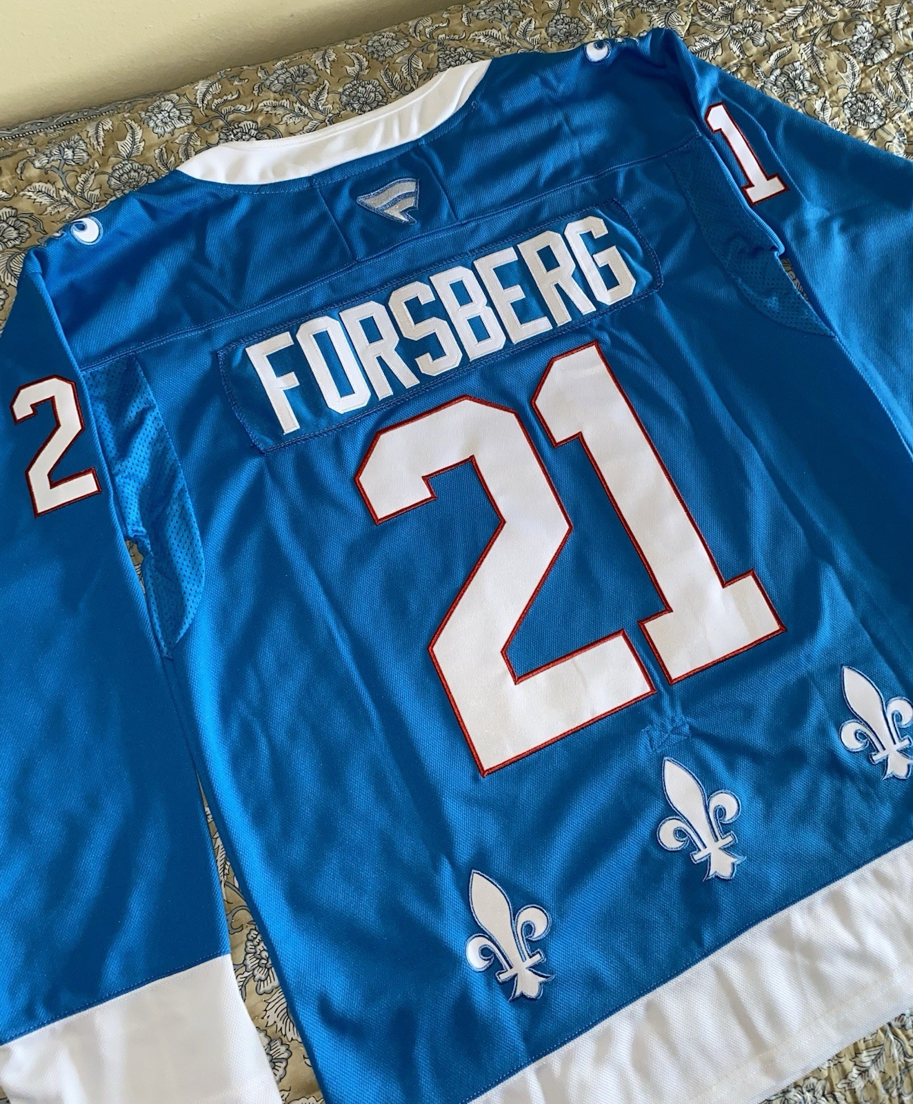 Quebec Nordiques Peter Forsberg #21 Fanatics NHL Hockey Jersey- Size Medium NEW