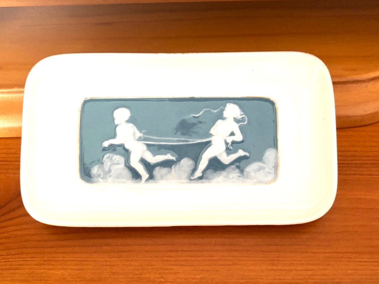 Antique Limoges Pâte-sur-Pâte Porcelain Tray Joe Descomps Art Deco Cherub Plaque