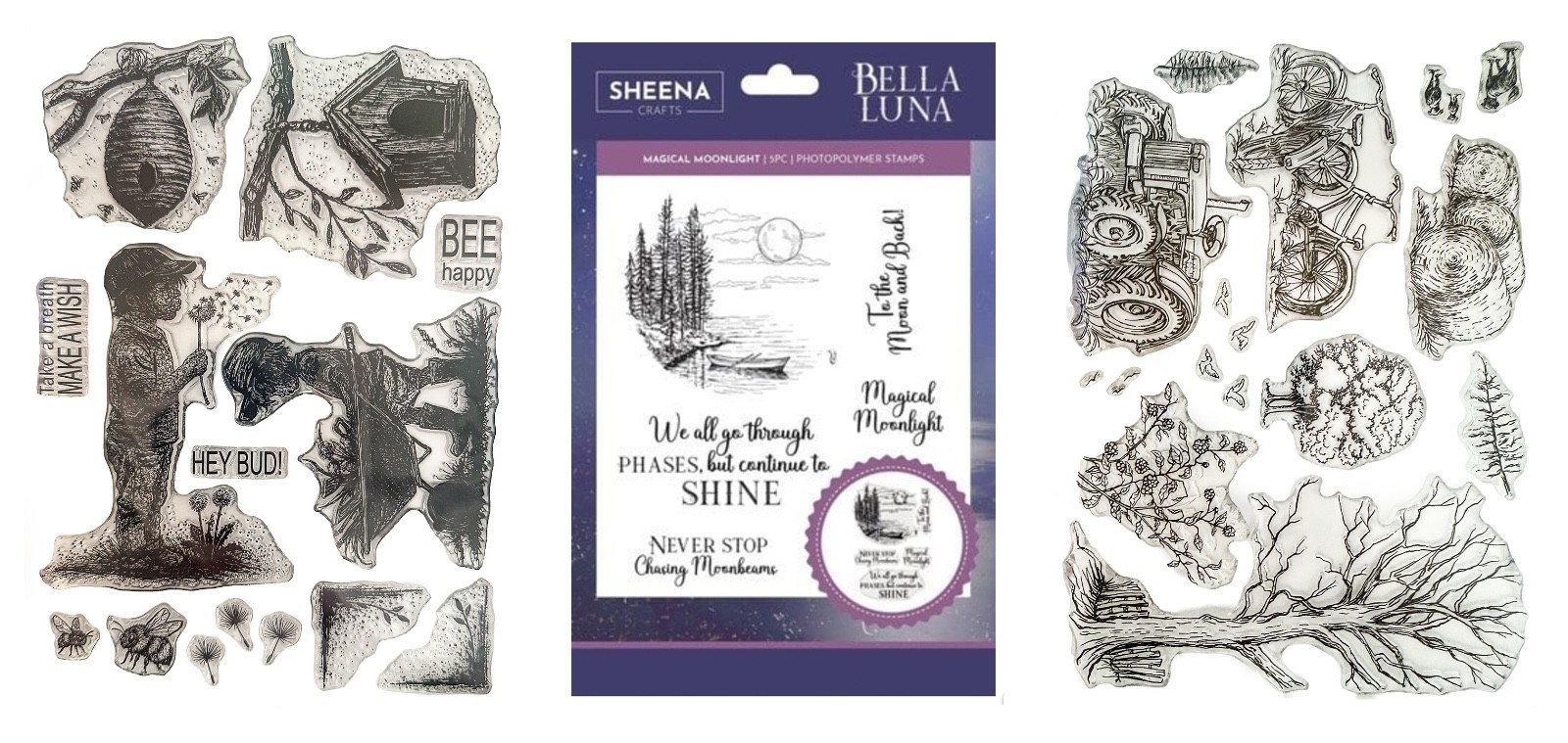 Sheena Douglass Stamps-3 Sets Field/Fallow,Bees/Knees,Bella Luna
