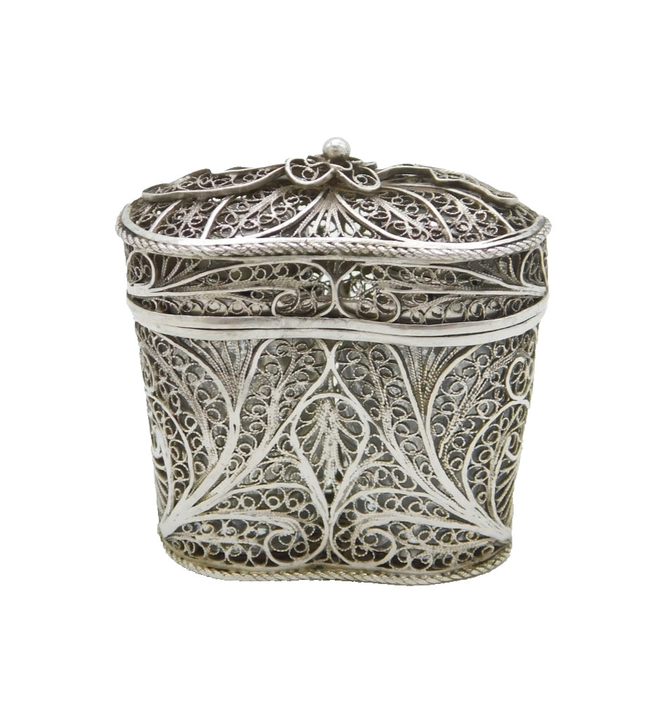 George III Filigree Sterling Silver Double-Scent Bottle Box Antique c1780s