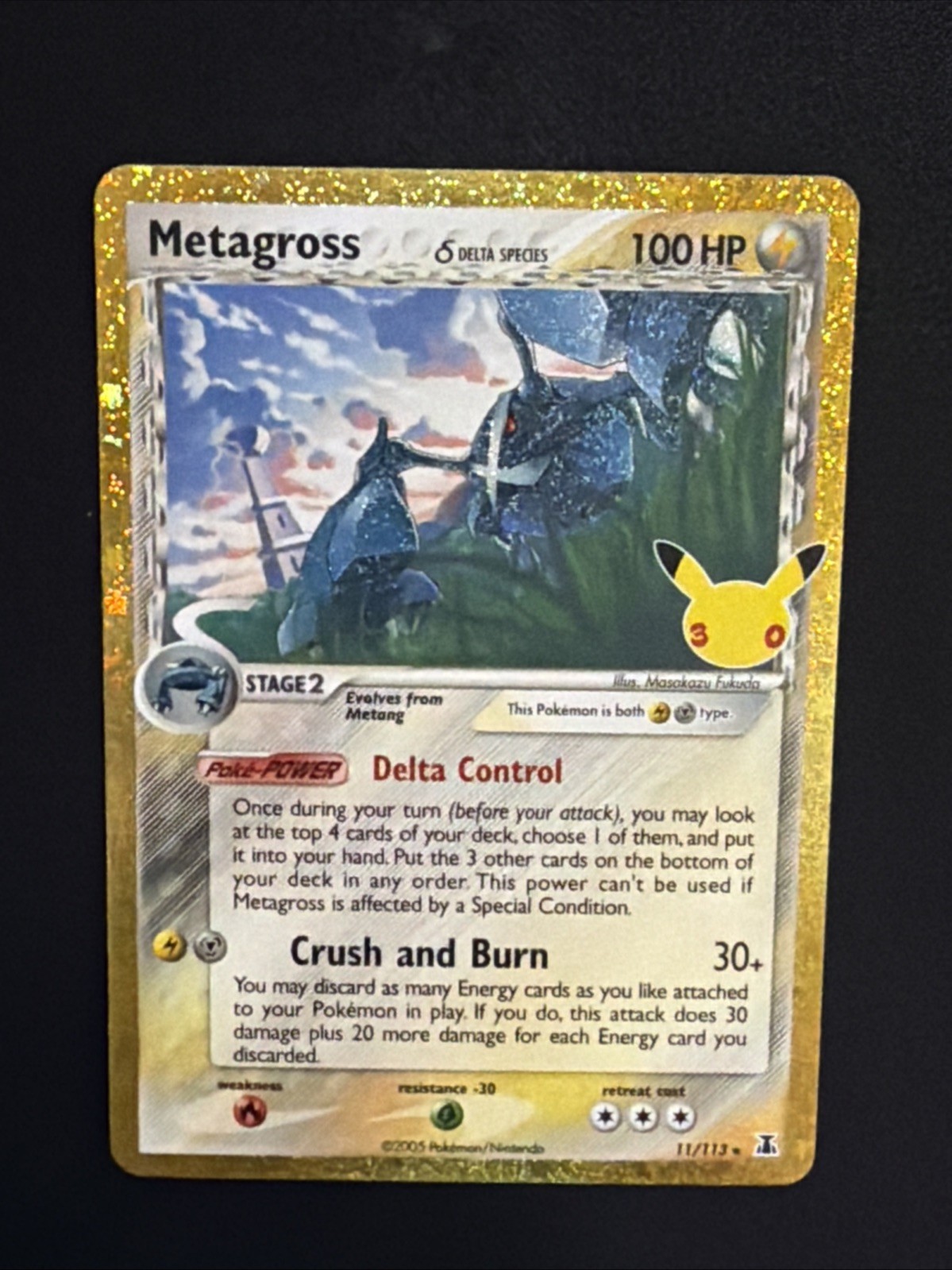 Metagross Delta Species Gold Border 11/113 Pokemon 30th Celebration Anniversary Metagross Delta Species Gold Border 11/113 Pokemon 30th Celebration Anniversary