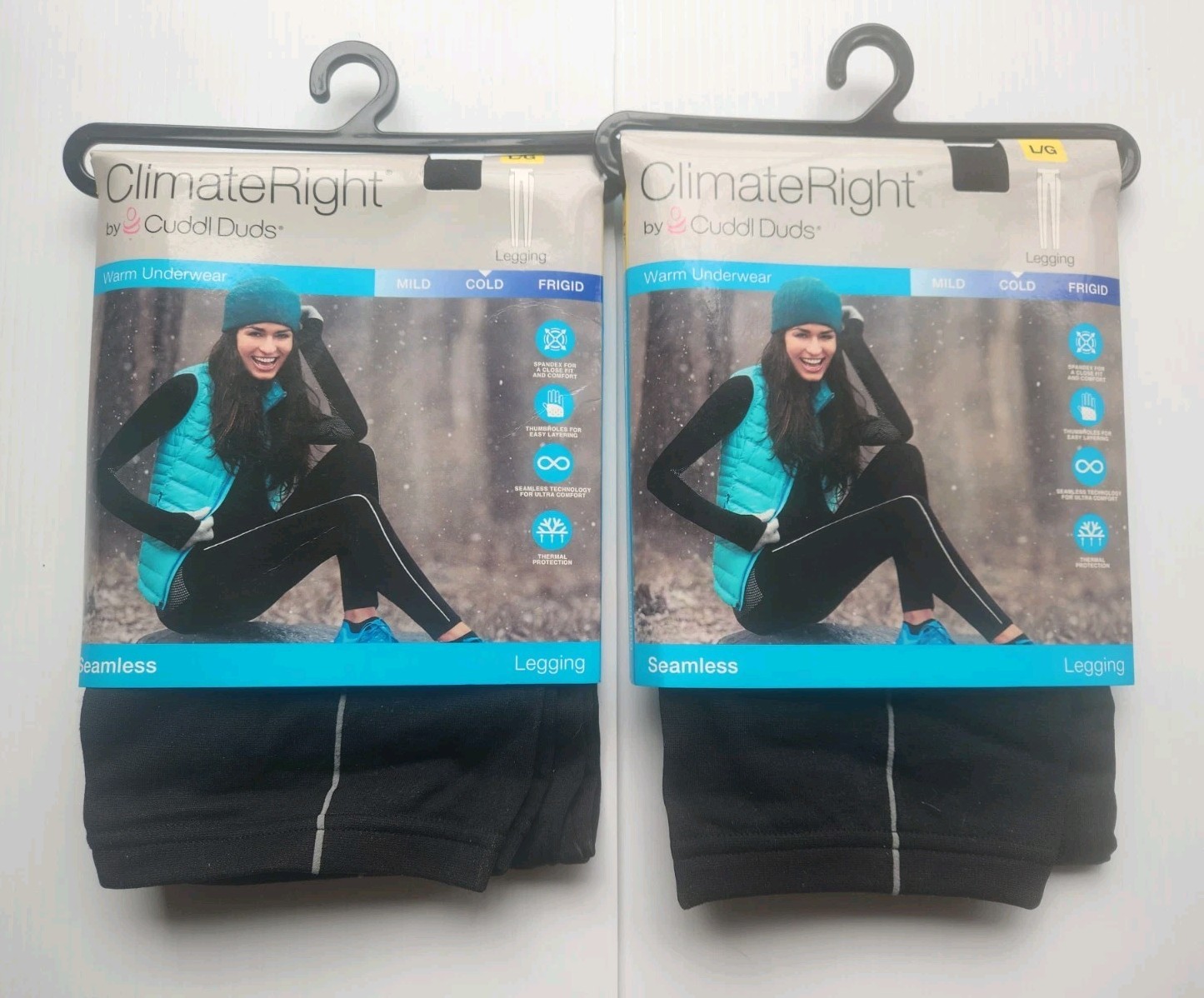 2 New Cold climate right cuddl duds womens Seamless Leggings Sz Large 