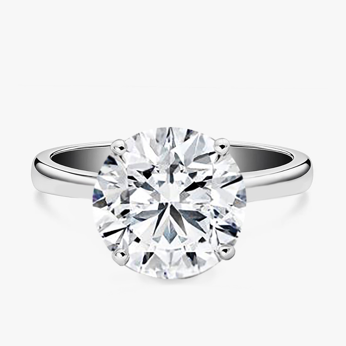 5 Carat Round CZ Cubic Zirconia Solitaire Engagement Ring Rhodium Plated Women