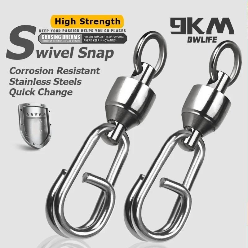 9KM 25pcs Fishing Ball Bearing Swivels with Snap Fishing Connector
