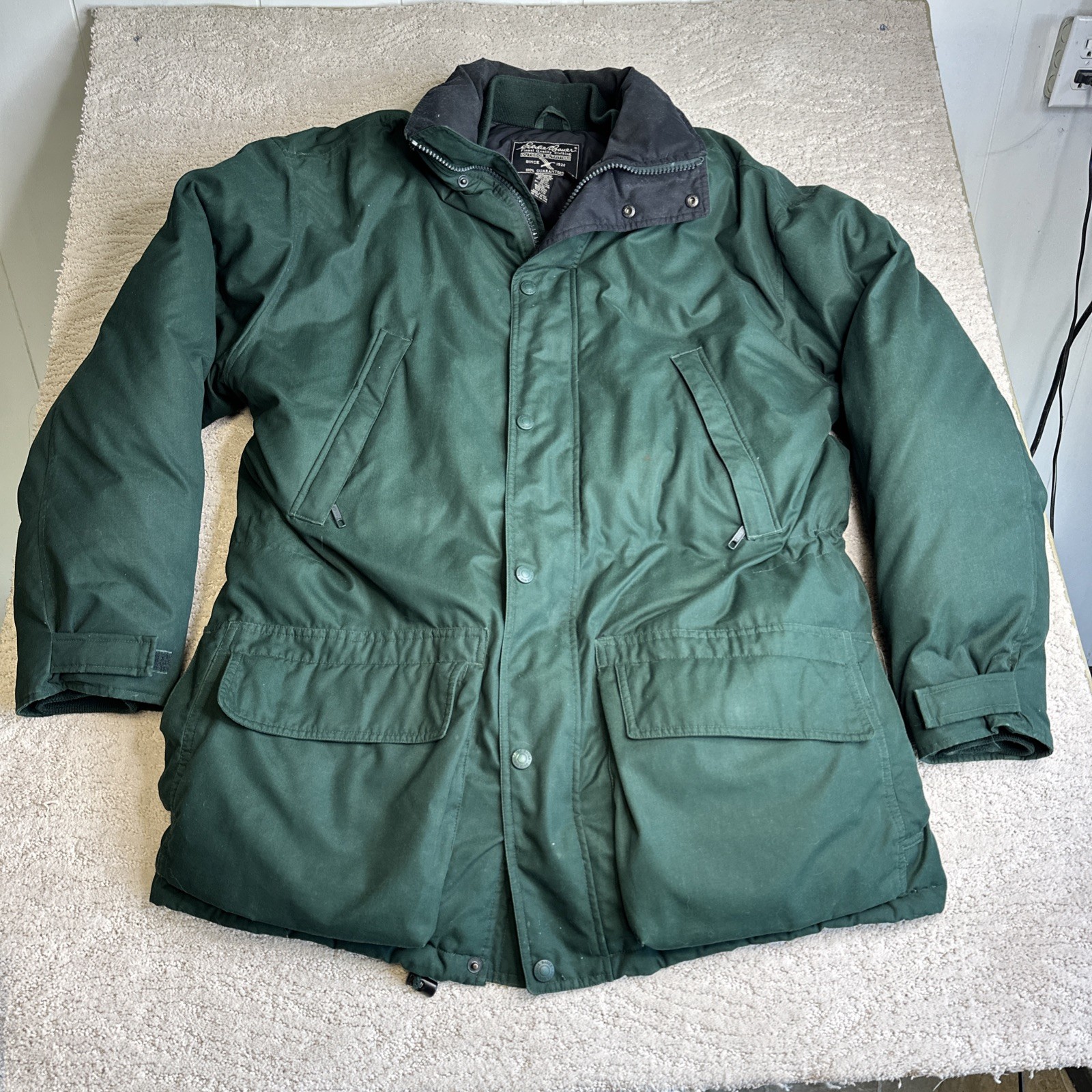 Men’s Eddie Bauer Large Goose Down Wool Heavy Parka Chore Jacket