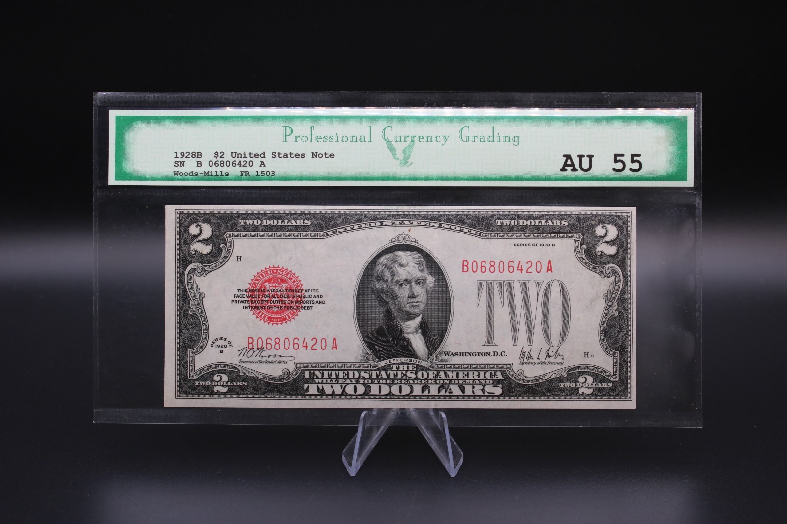 1928-B $2 United States Note Red Seal Legal Tender Fr1503 RARE BANKNOTE