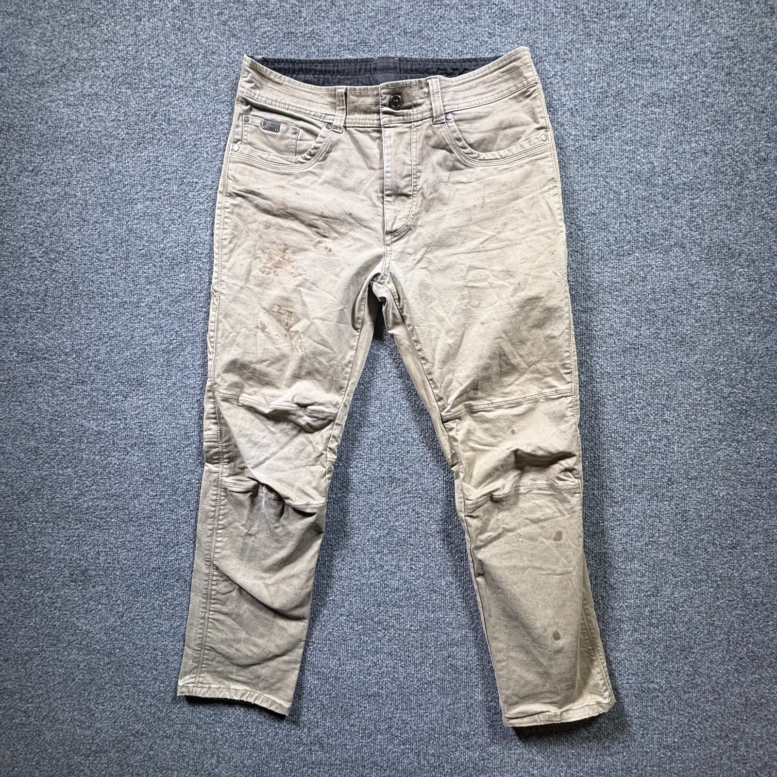 Vintage Kühl Carpenter Pant Men\'s 35x32 Beige Straight Mid Rise Workwear Utility