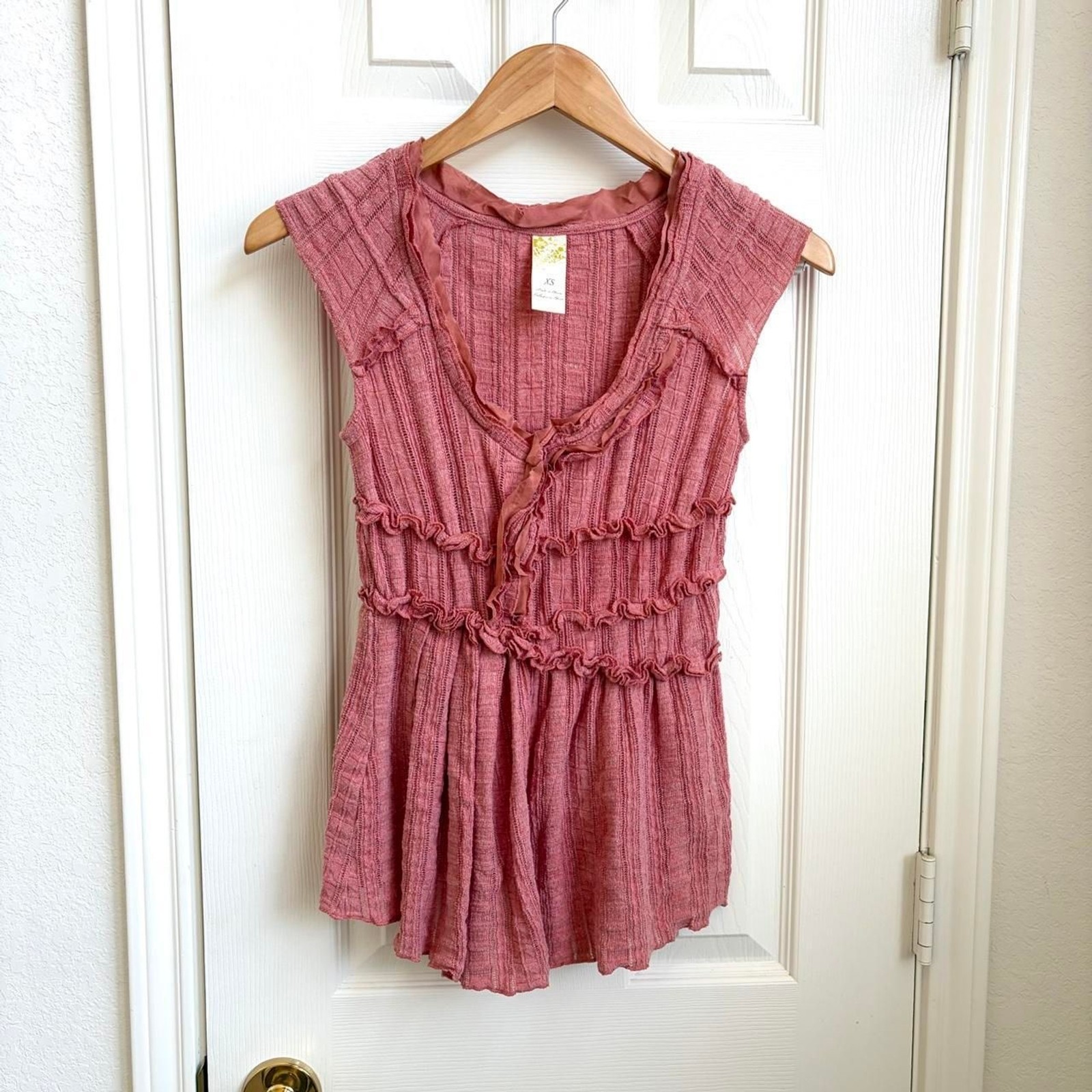 y2k fairycore coquette boho pink ruffle blouse
