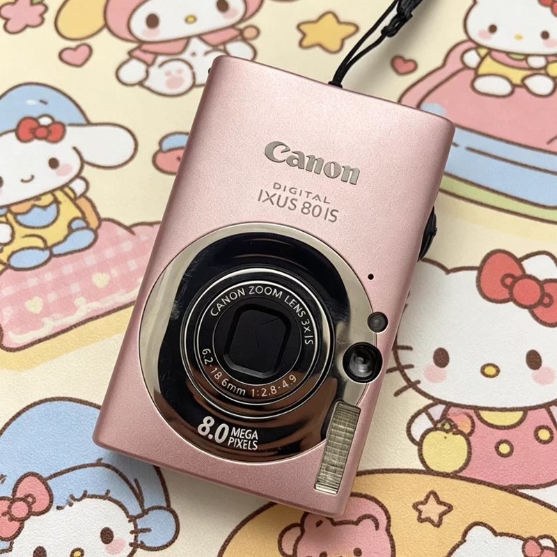 Canon Ixus 80 IS Digital Camera Complete Package Vintage Rare English -Pink
