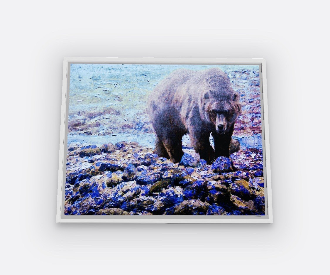 Yellowstone Grizzly 16” X 20” Framed Embellished Art Print By  Edward Suthoff