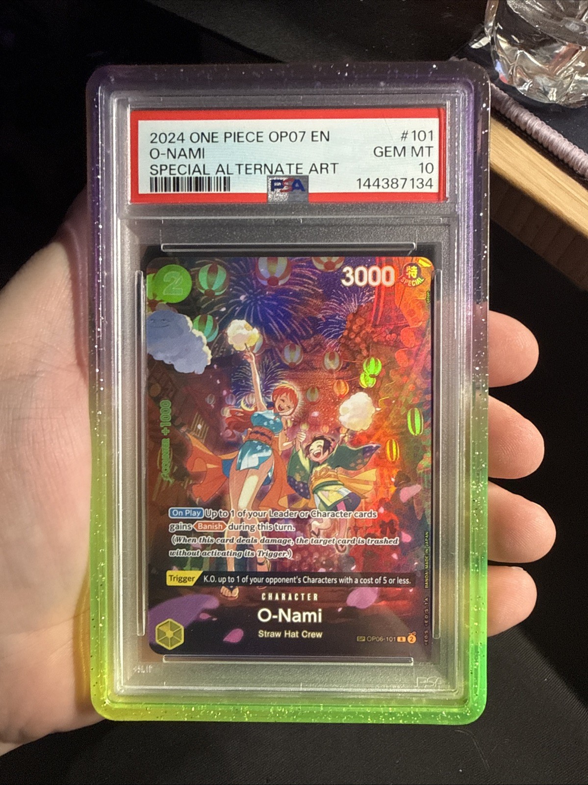 ONE PIECE O-NAMI 2024 OP07-500 YEARS IN THE FUTURE #101 SP ALT ART PSA 10