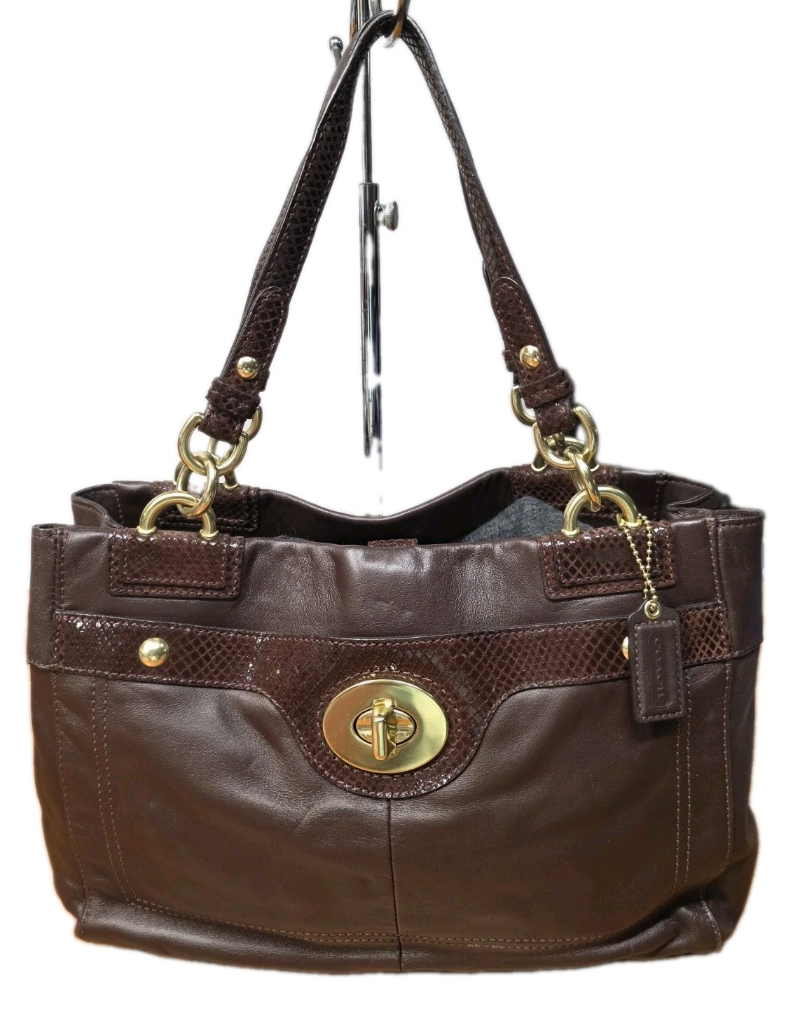 COACH Penelope Carryall Turnlock Luxury Leather & Python Bag F16531 Y2K
