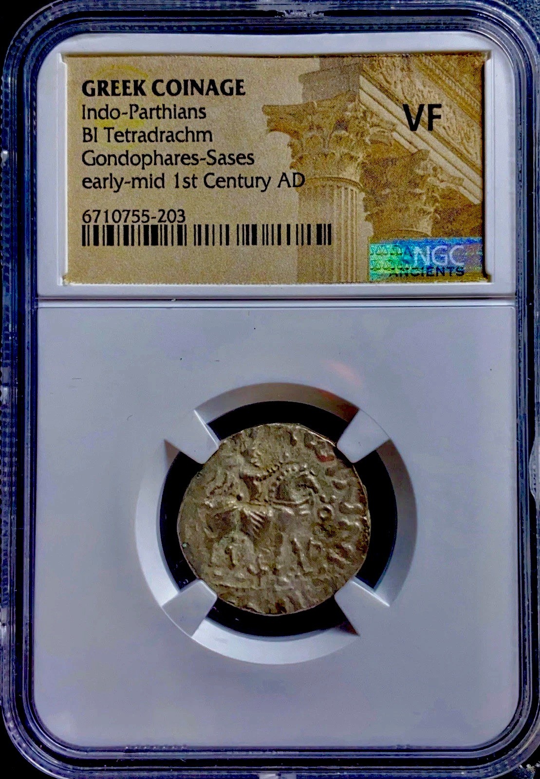 Greek Tetradrachm Indo Parthian Kingdom NGC Graded 19AD-55AD Gondophares Sases