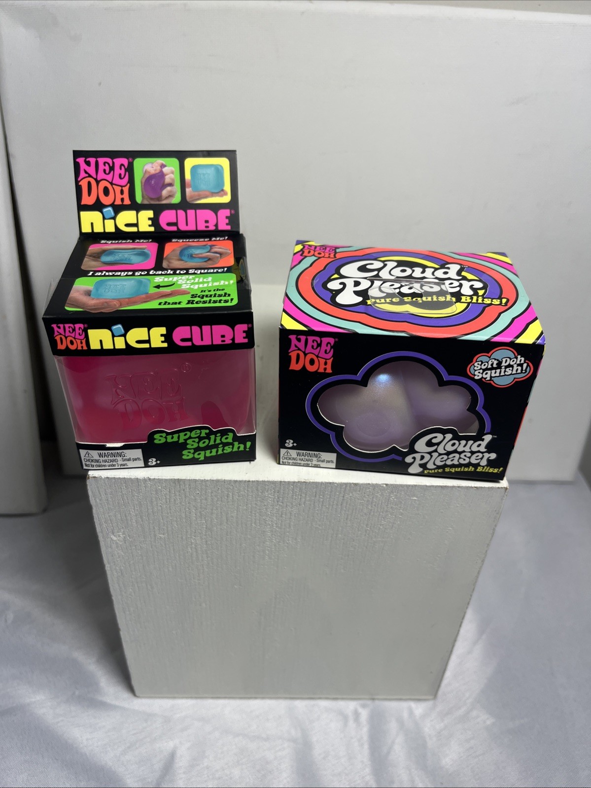 Lot of 2 Items Needoh  1X Cloud Pleaser & 1X Nice Cube Pink Squishy - Brand New