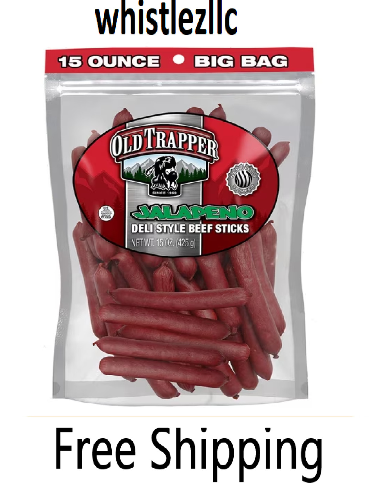 Old Trapper Jalapeno Smoked Beef Stick 15oz Resealable Bag