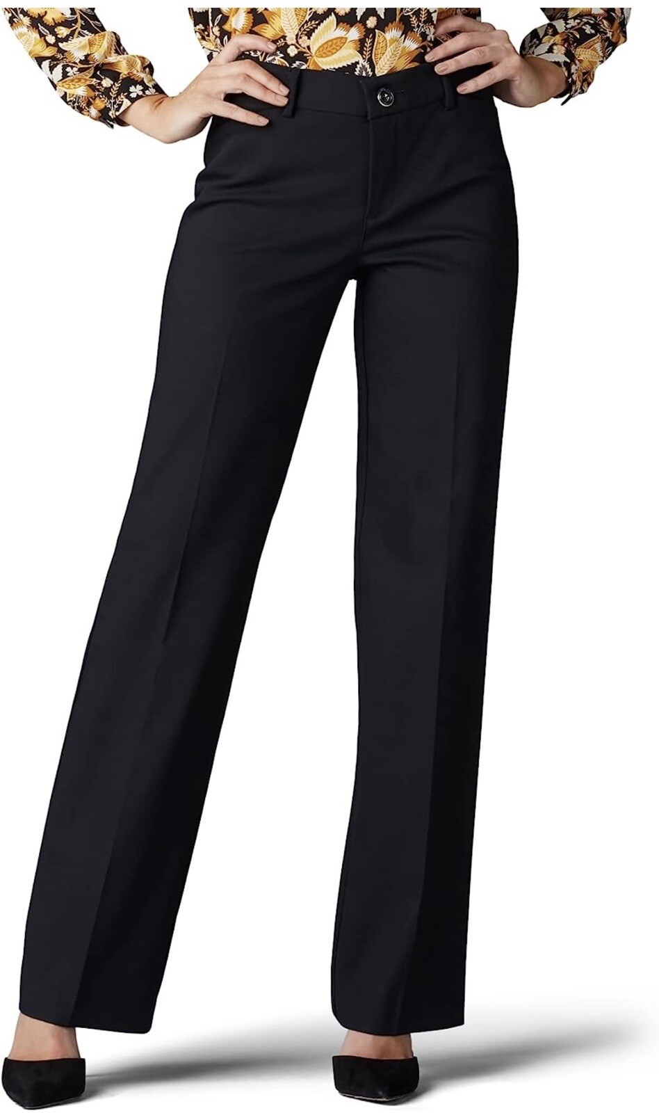 New* Lee Women\'s Ultra Lux Comfort with Flex Motion Trouser Pant Black 8 Medium