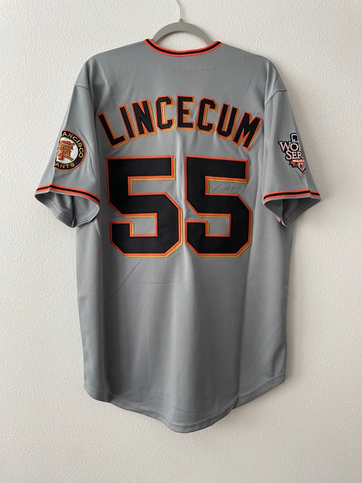 Vintage Tim Lincecum 2010 San Francisco Giants World Series Grey gray throwback Vintage Tim Lincecum 2010 San Francisco Giants World Series Grey gray throwback