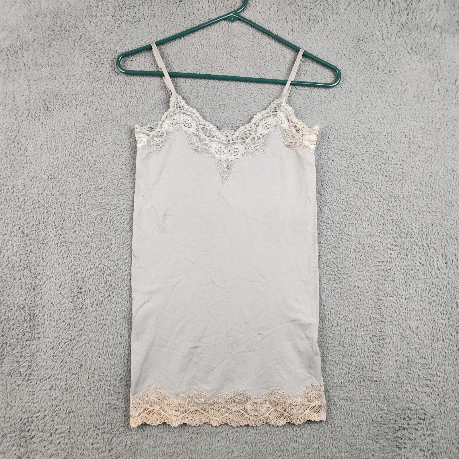 Vintage Y2K Babydoll Cami Top Women\'s Small Gray Lace Trim Bella Swan Coquette