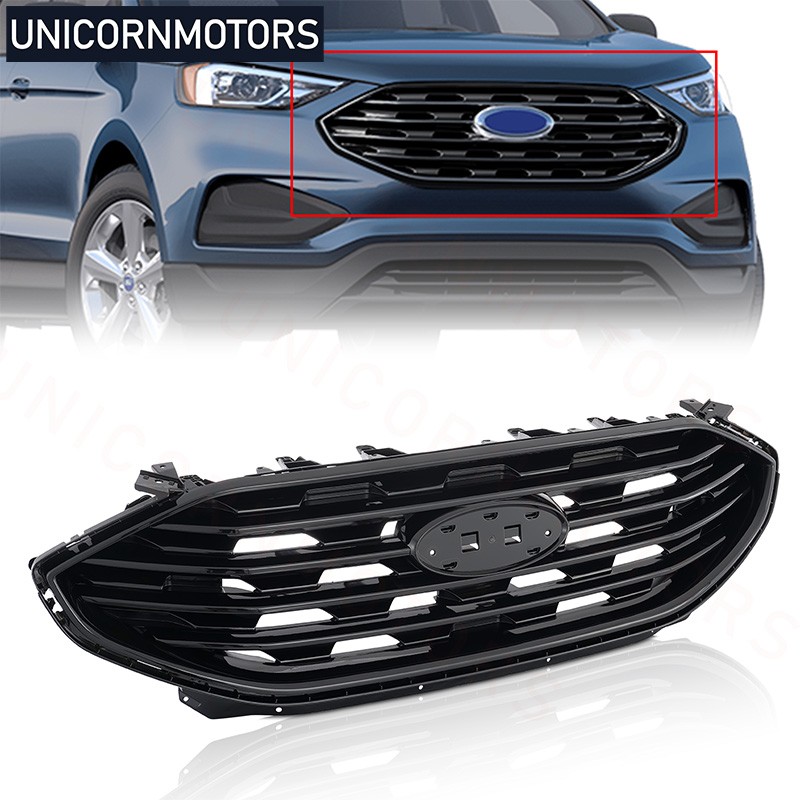 Front Bumper Upper Grill Grille For Ford Edge SE SEL 2019-2021 2022 Gloss Black