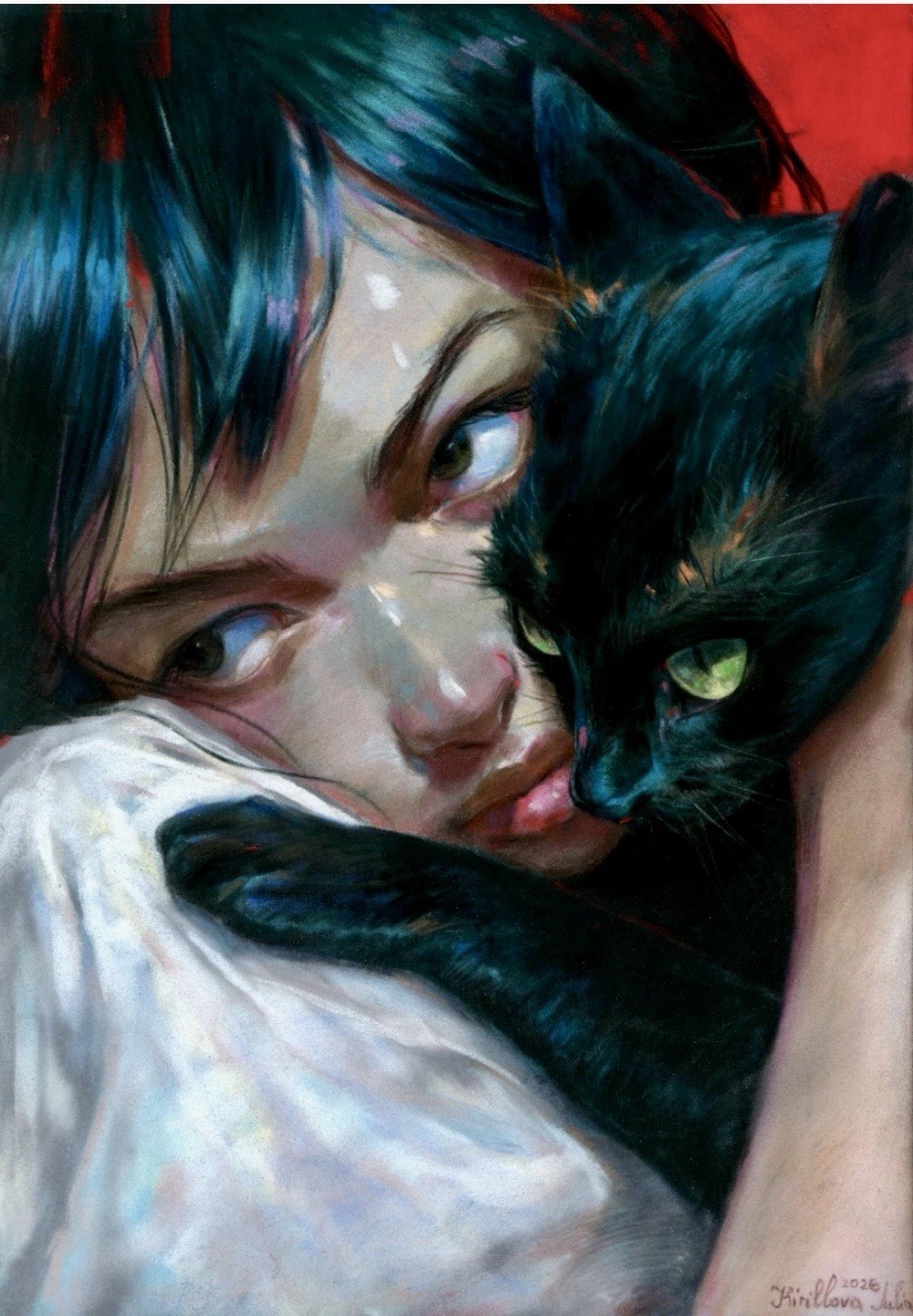 Catwoman: Selina Kyle - 9x12 Pastel Hand-Drawn Original Art by Y Kyrylova w/COA